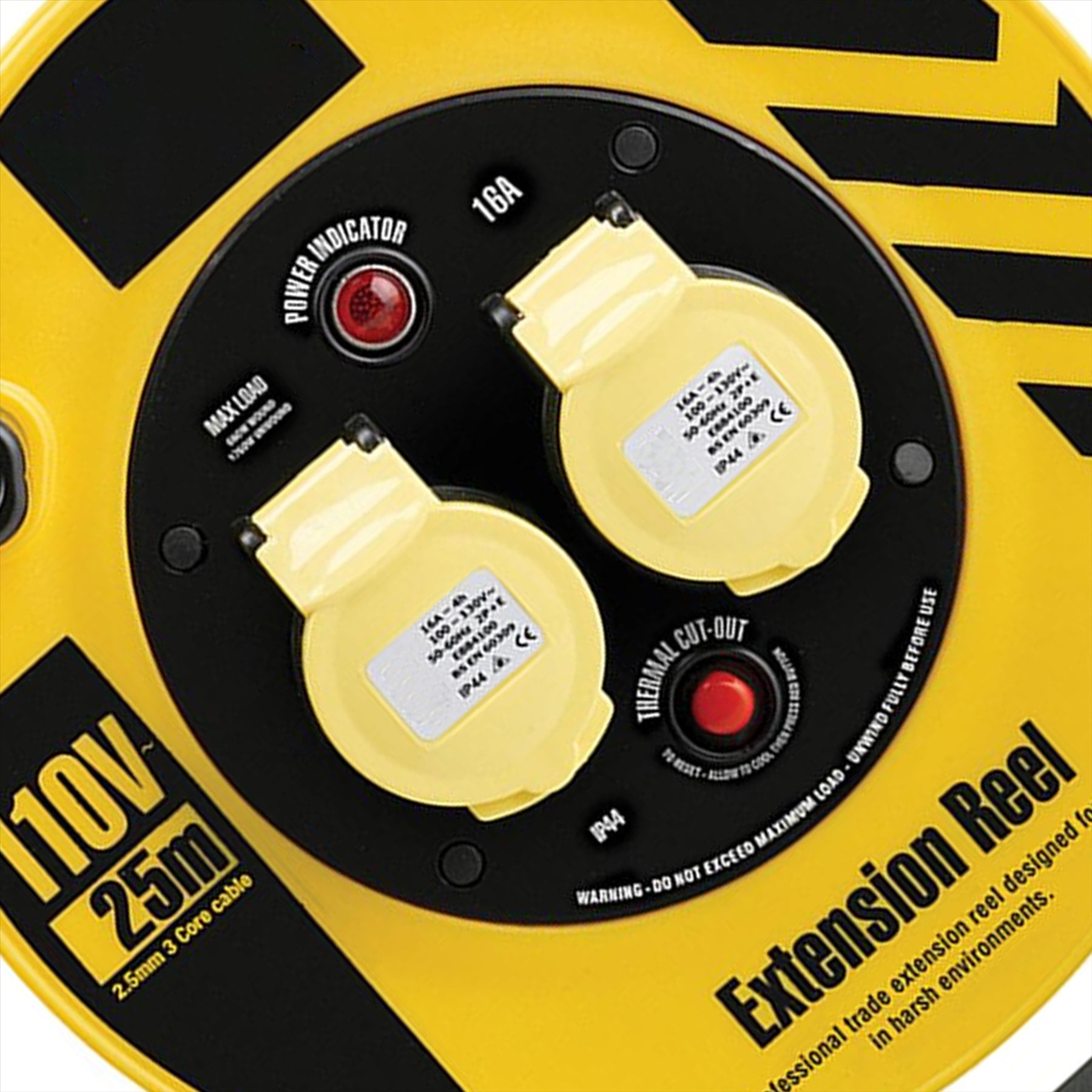 Defender Cable Reel 2-Way 16A 25m 110V Steel A-frame