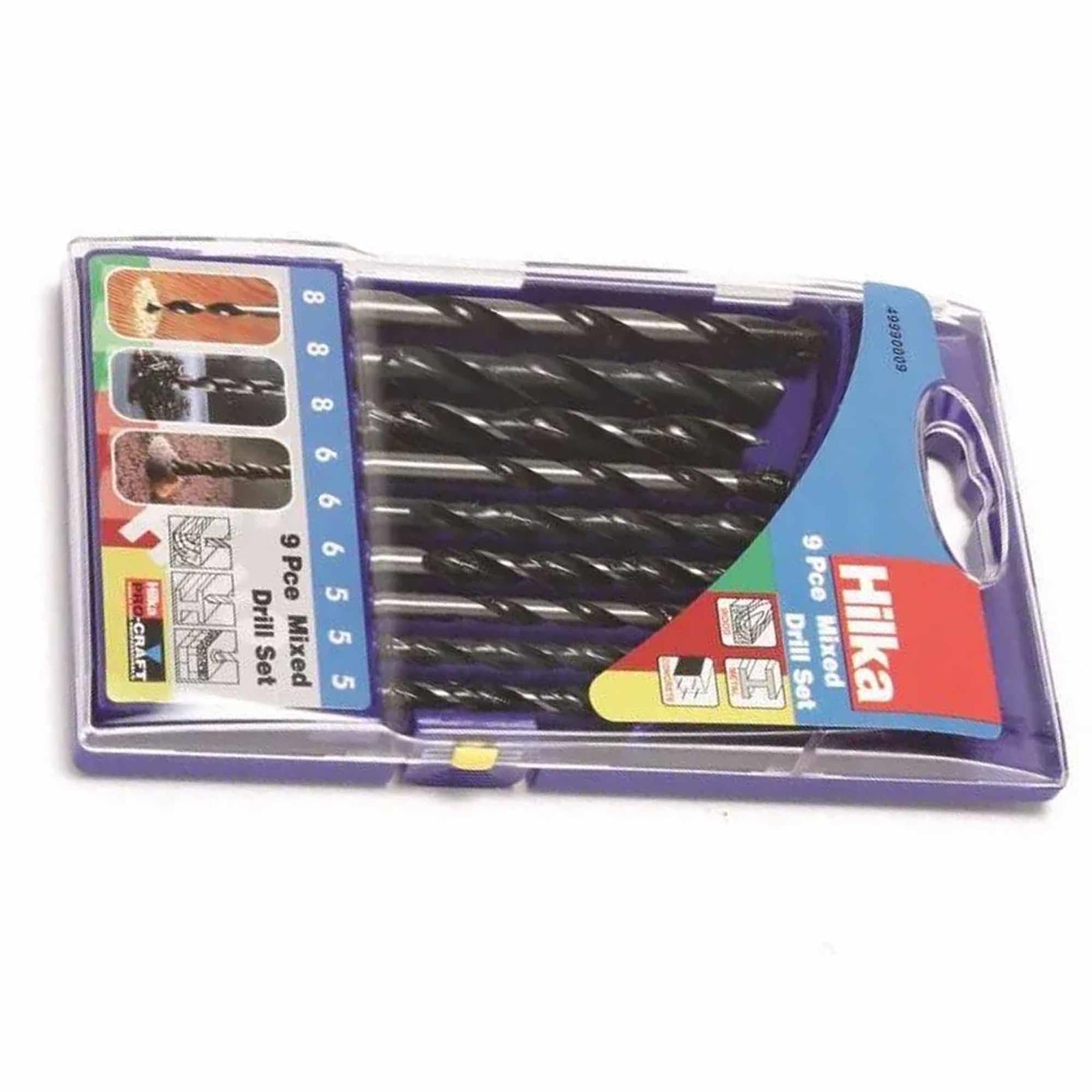 9Pc Mixed Drill Bit Set Masonry Wood Metal Concrete 5mm-8mm