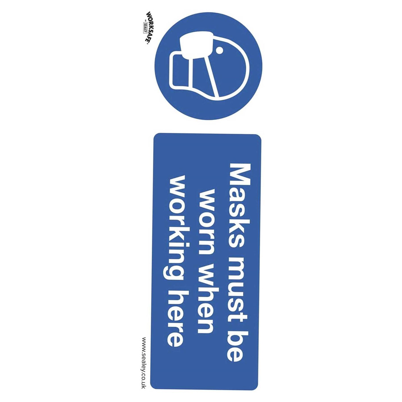 Sealey Mandatory Safety Sign - Masks Must Be Worn - Self-Adhesive Vinyl - Pack of 10