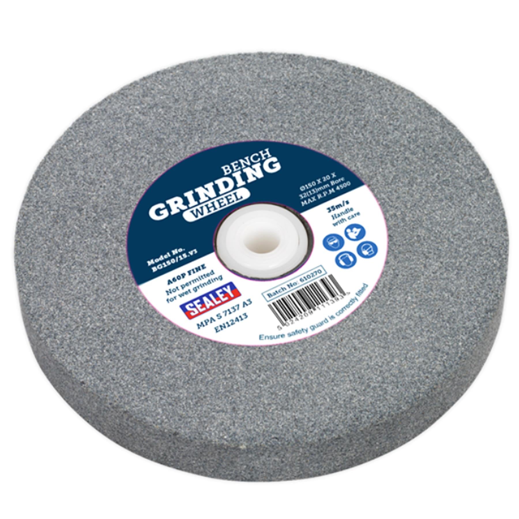 Sealey 150 x 20mm Grinding Stone 32(13)mm Bore A60P Fine
