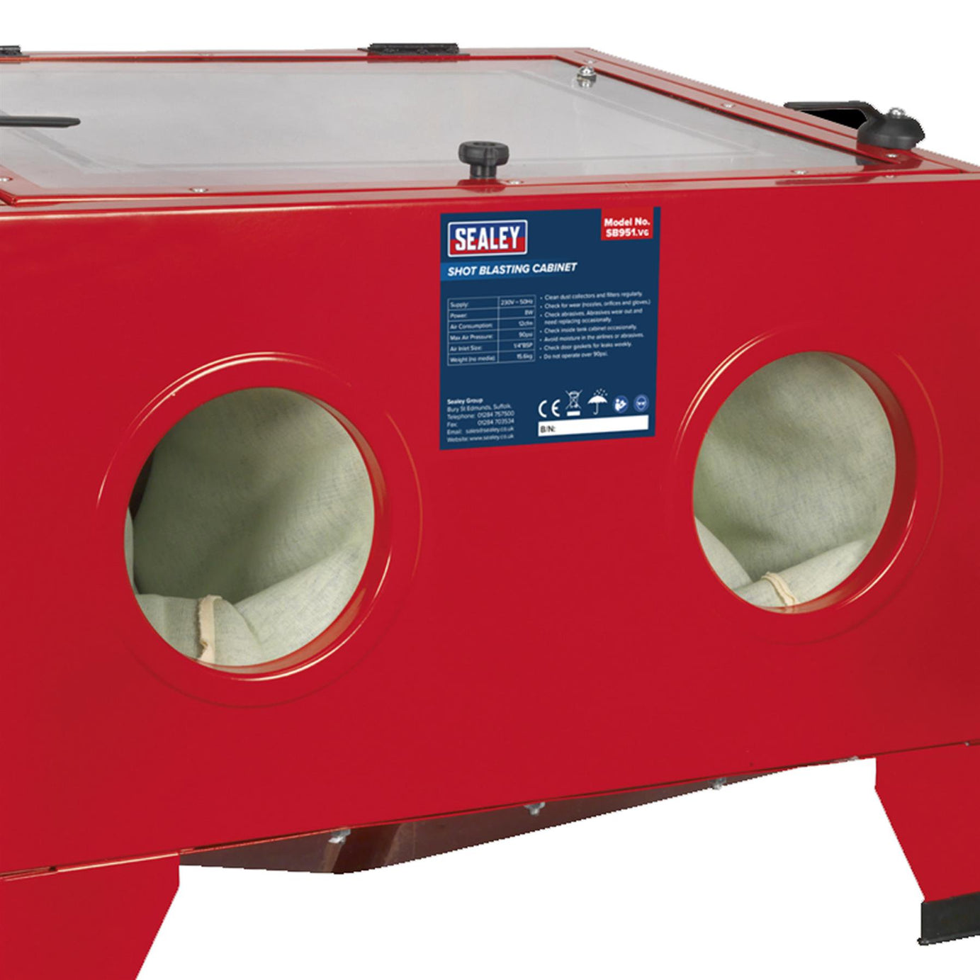 Sealey Tools SB951 Shot Sand Blast Shotblast Cabinet with Gun 640 x 490 x 490mm