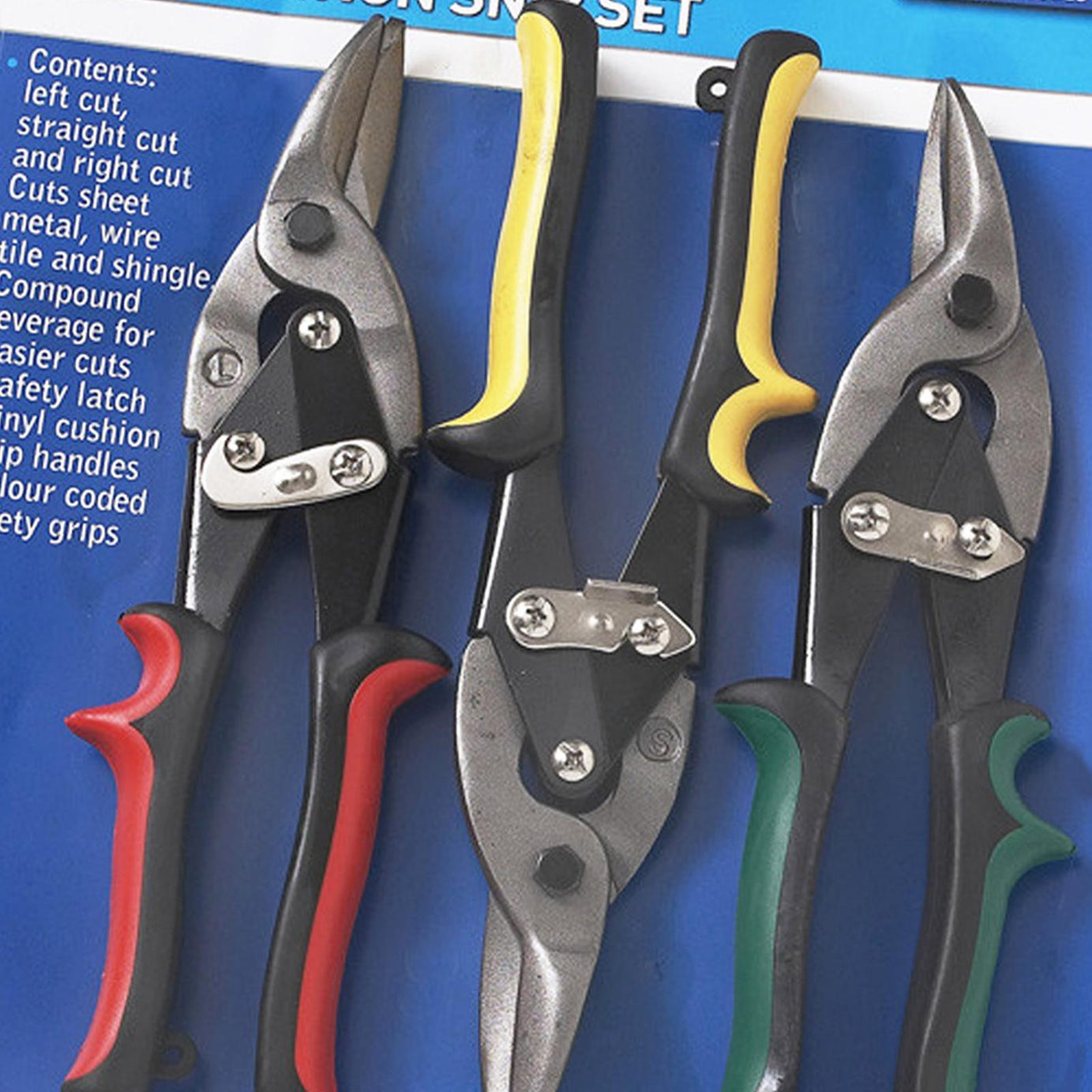 Bluespot Heavy Duty 3pc 250mm 10" Tin Snips Set Sheet Metal Cutters Aluminium Soft Grip