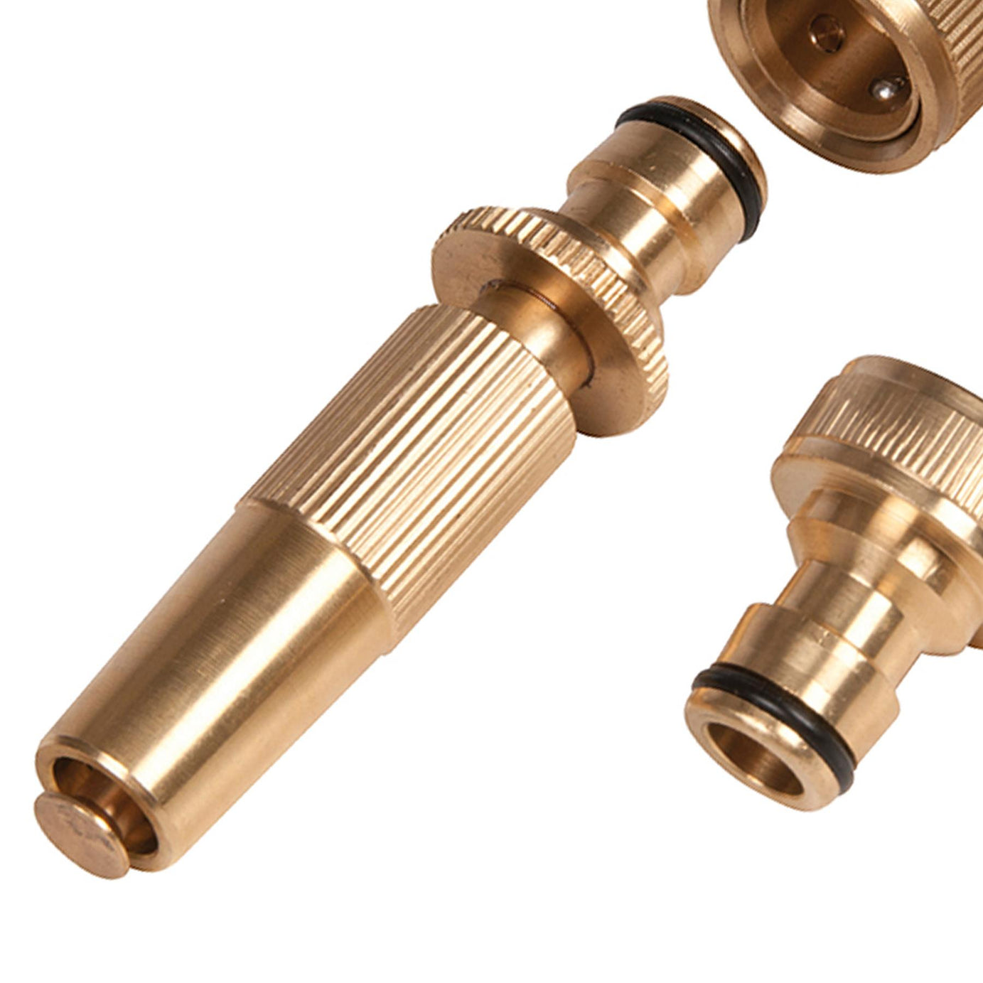 Fittings Set Brass 4Pc 2x1/2" Quick Connectors With Water Stop And Spray Nozzle