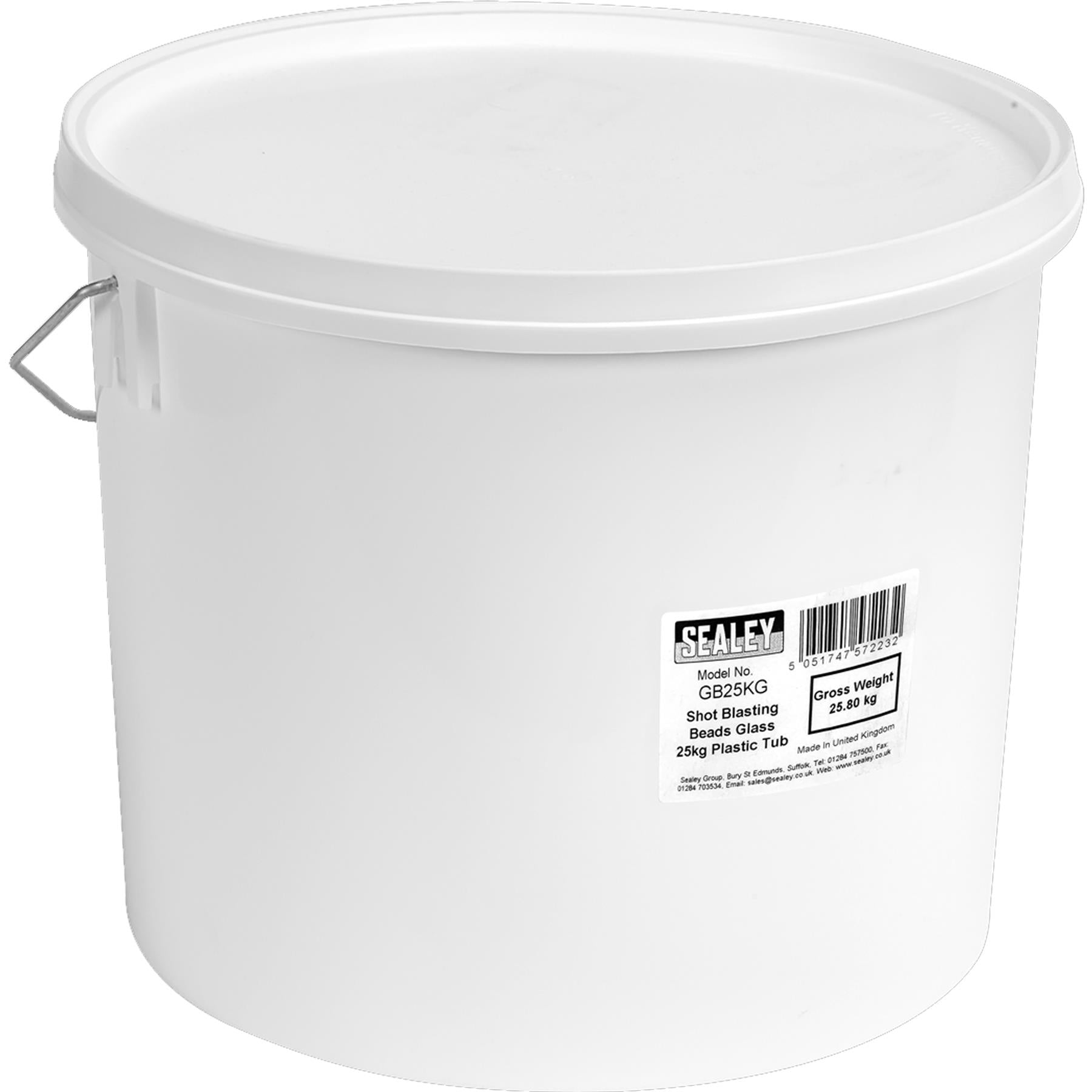 Sealey Shot Blasting Beads Glass 25kg Plastic Tub
