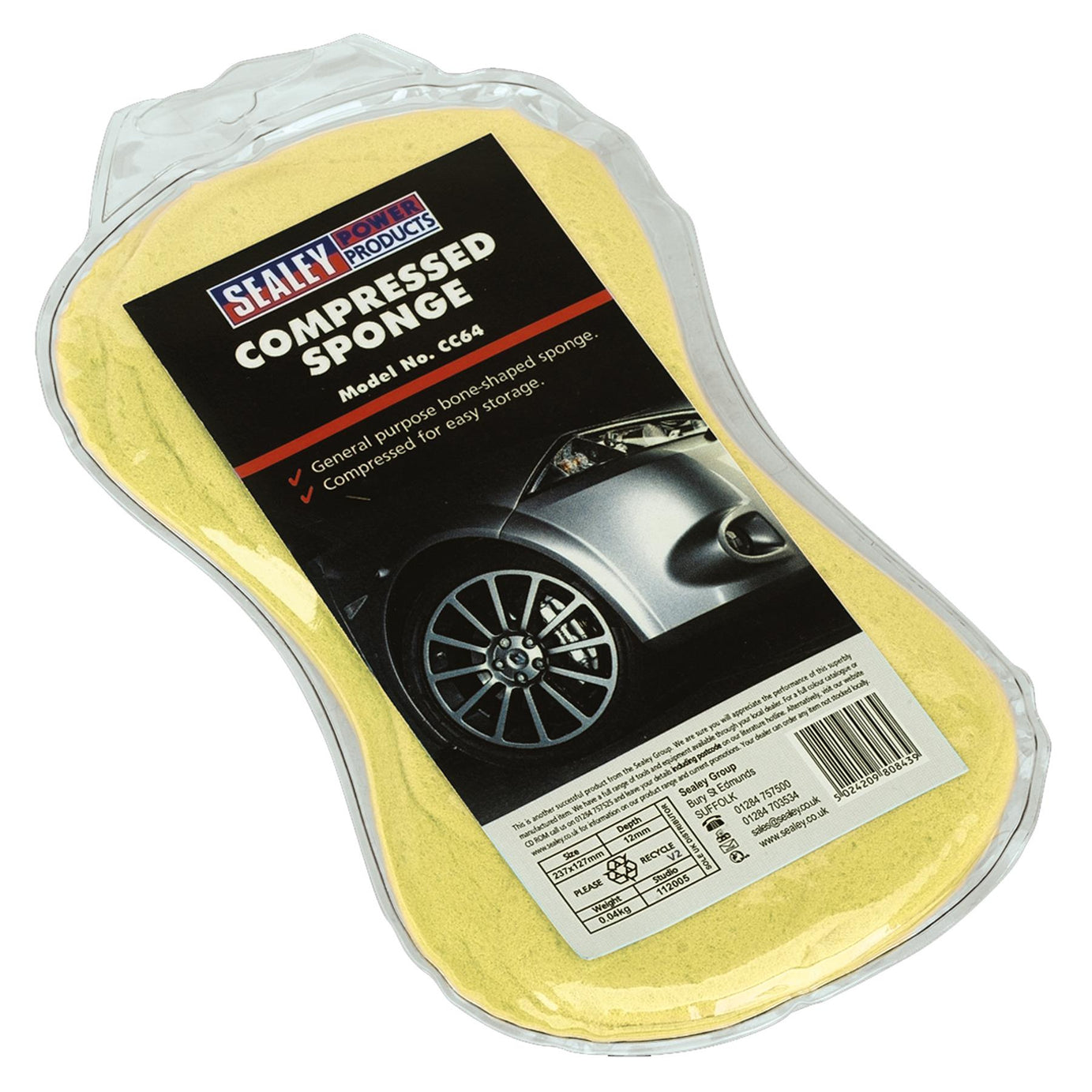 Sealey Large Compressed Sponge Cleaning Aids Car Cleaning