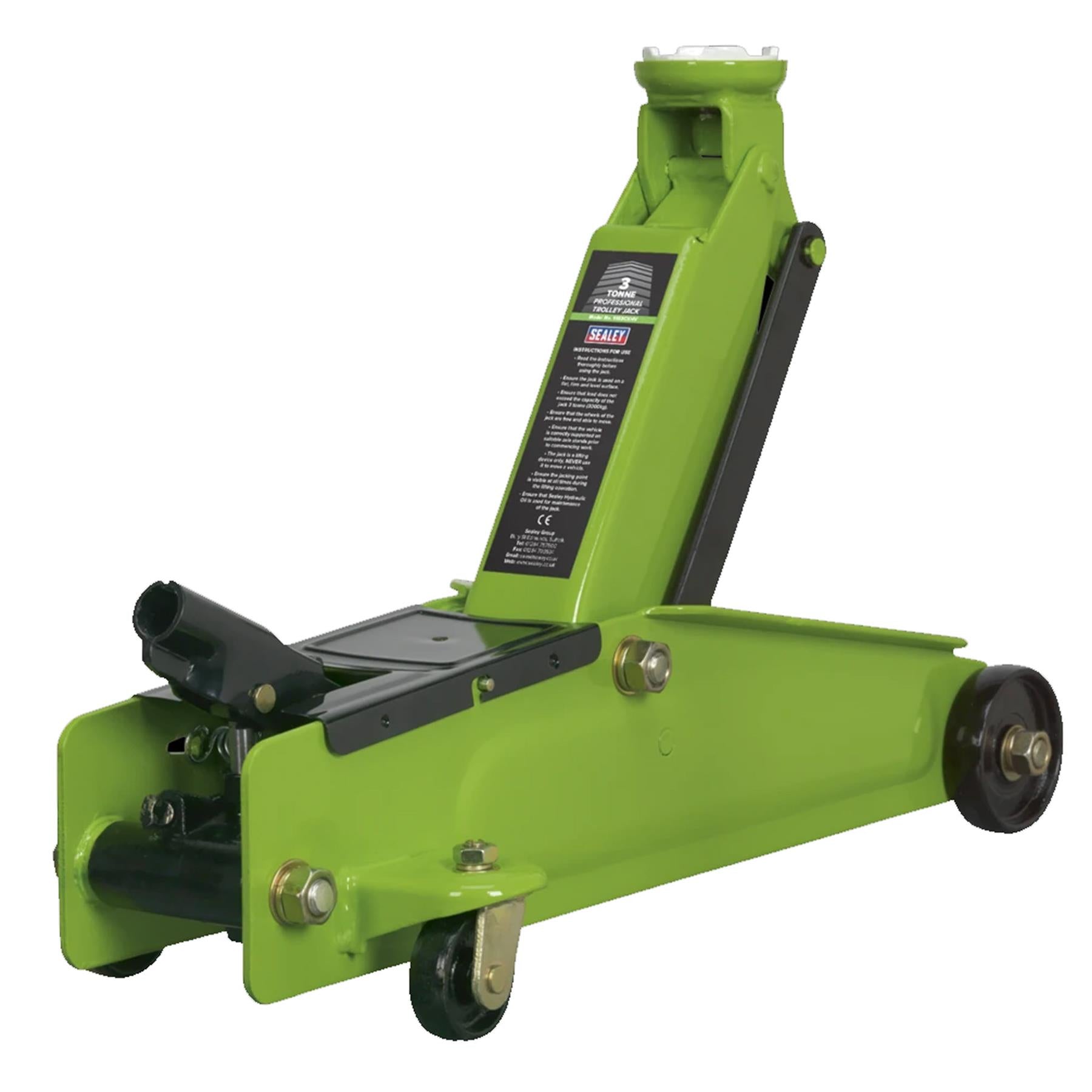 Sealey Trolley Jack 3tonne Long Chassis Heavy-Duty Hi-Vis