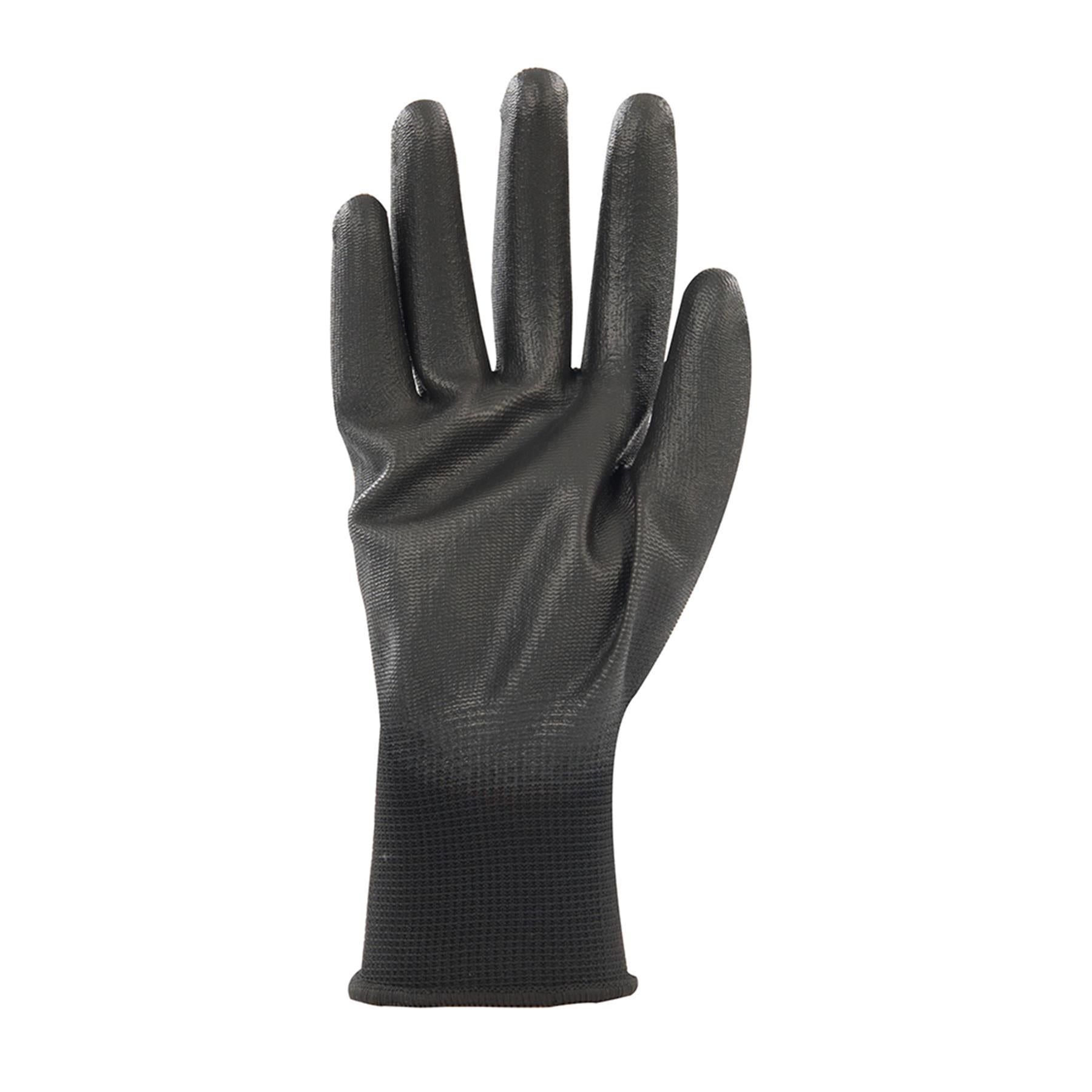 PU Palm Coated Work Wear Gardening Black Safety Gloves L 10
