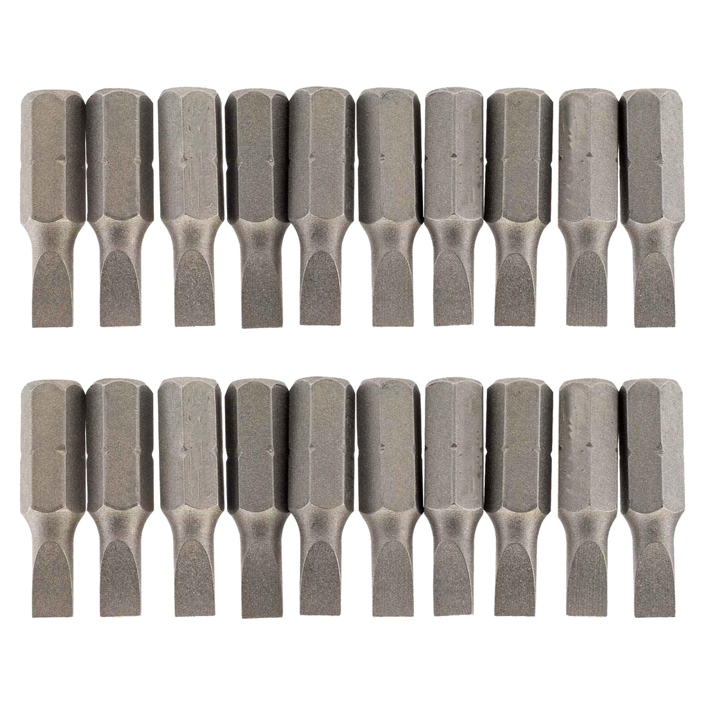 Slotted Screwdriver Bits 6mm CRV Chrome Vanadium Steel 1/4" Hex Drive 20Pcs