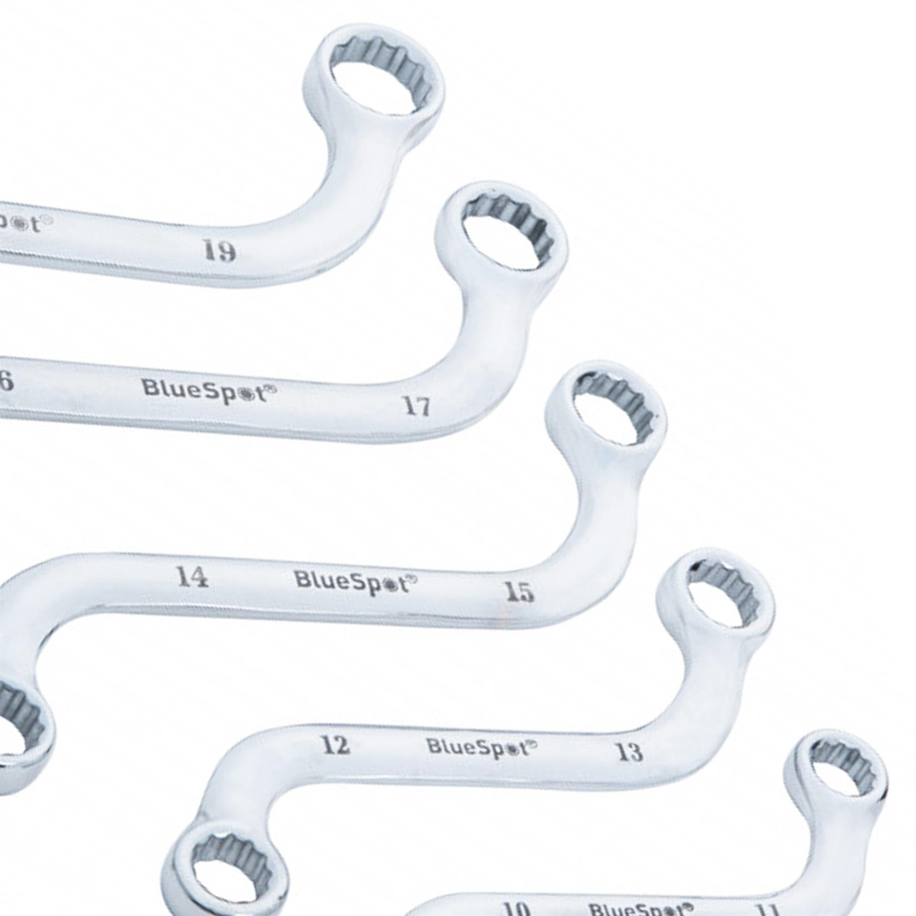 BlueSpot 5 Piece 10-19mm S-Type Spanner Set Metric Curved Chrome Vanadium