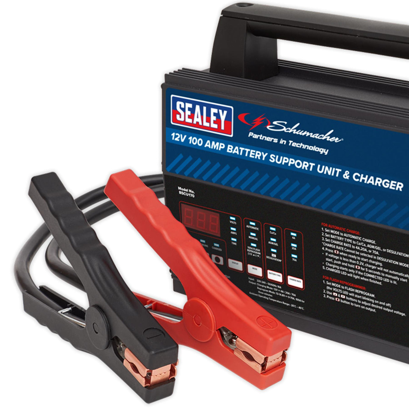 Sealey Schumacher Battery Support Unit & Charger - 12V 100A