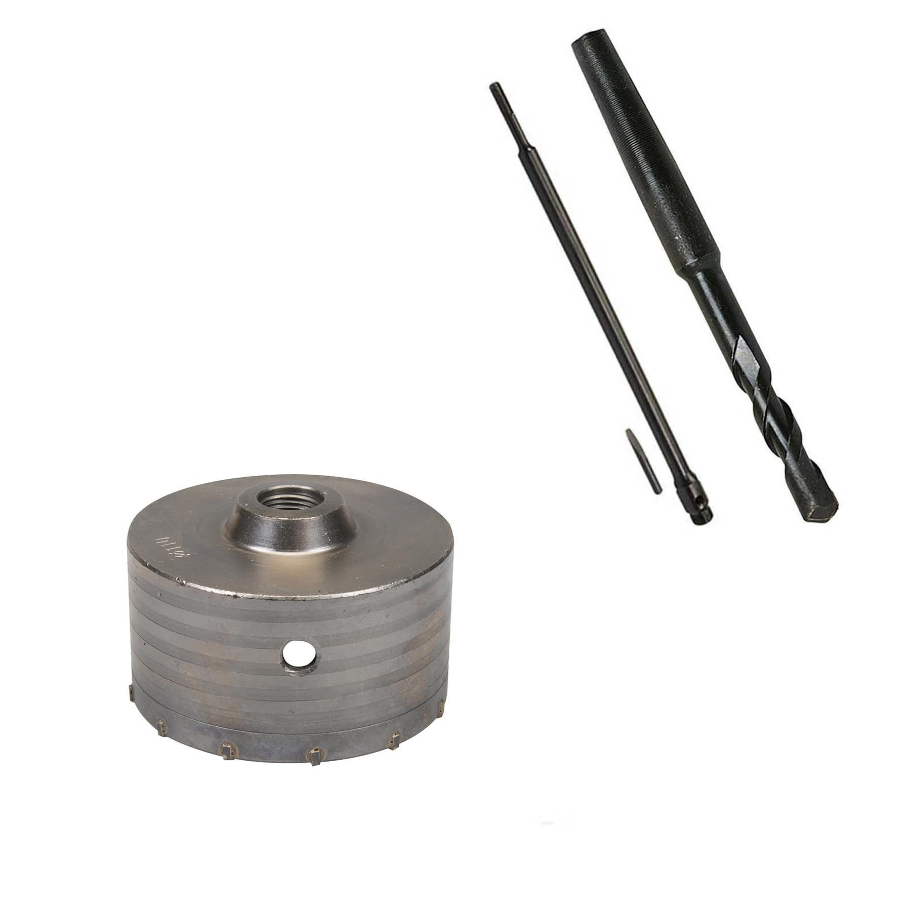 TCT Core Drill Bit 110mm Hole Saw Masonry Stone Brick SDS Plus 1100mm Shaft Pilot
