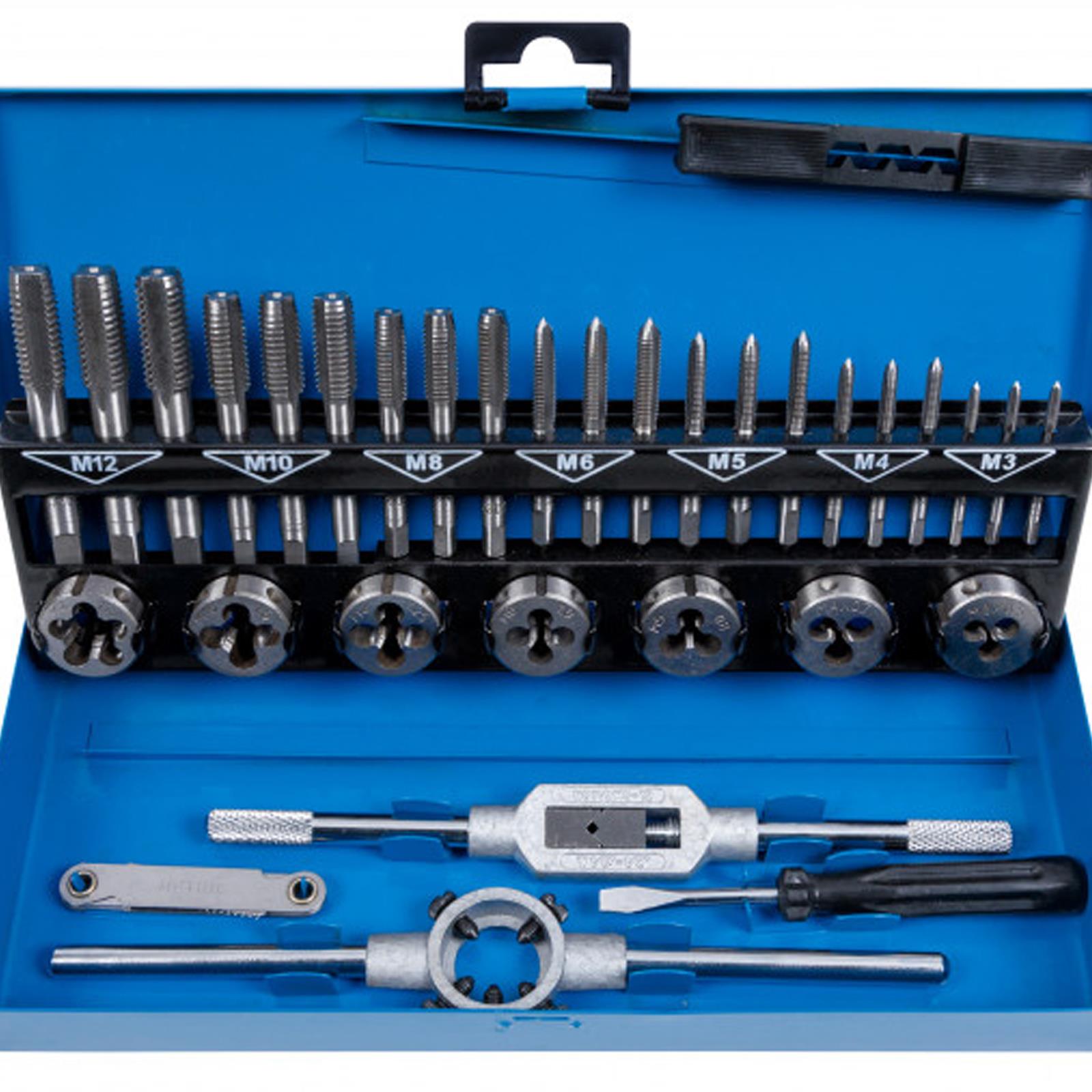 BlueSpot 32Pcs Metric Tap and Die Set M3-M12 Alloy Steel Remover Hand Tools
