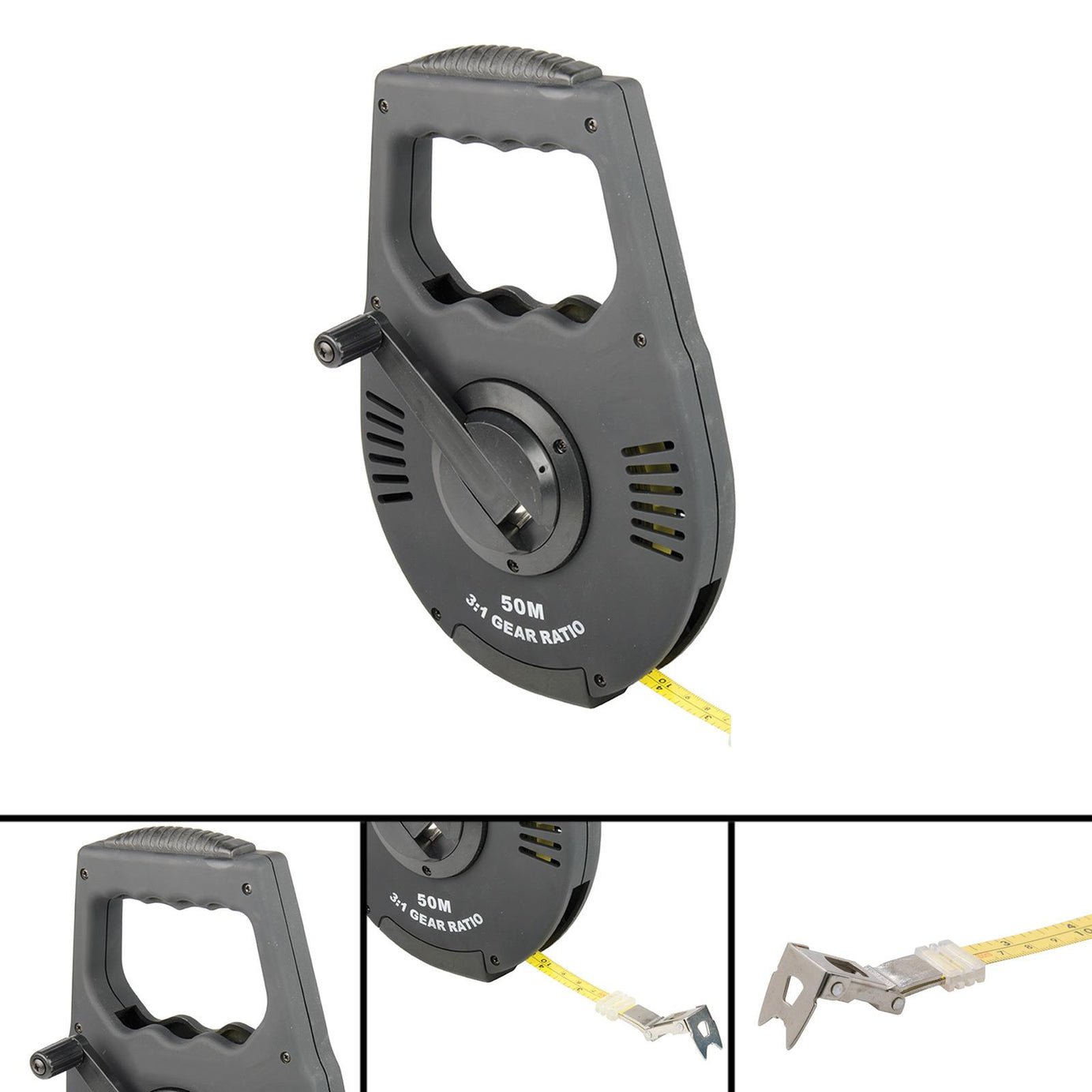 50M Geared Surveyor Stainless Steel Tape Measure Corrosion-Resistant New