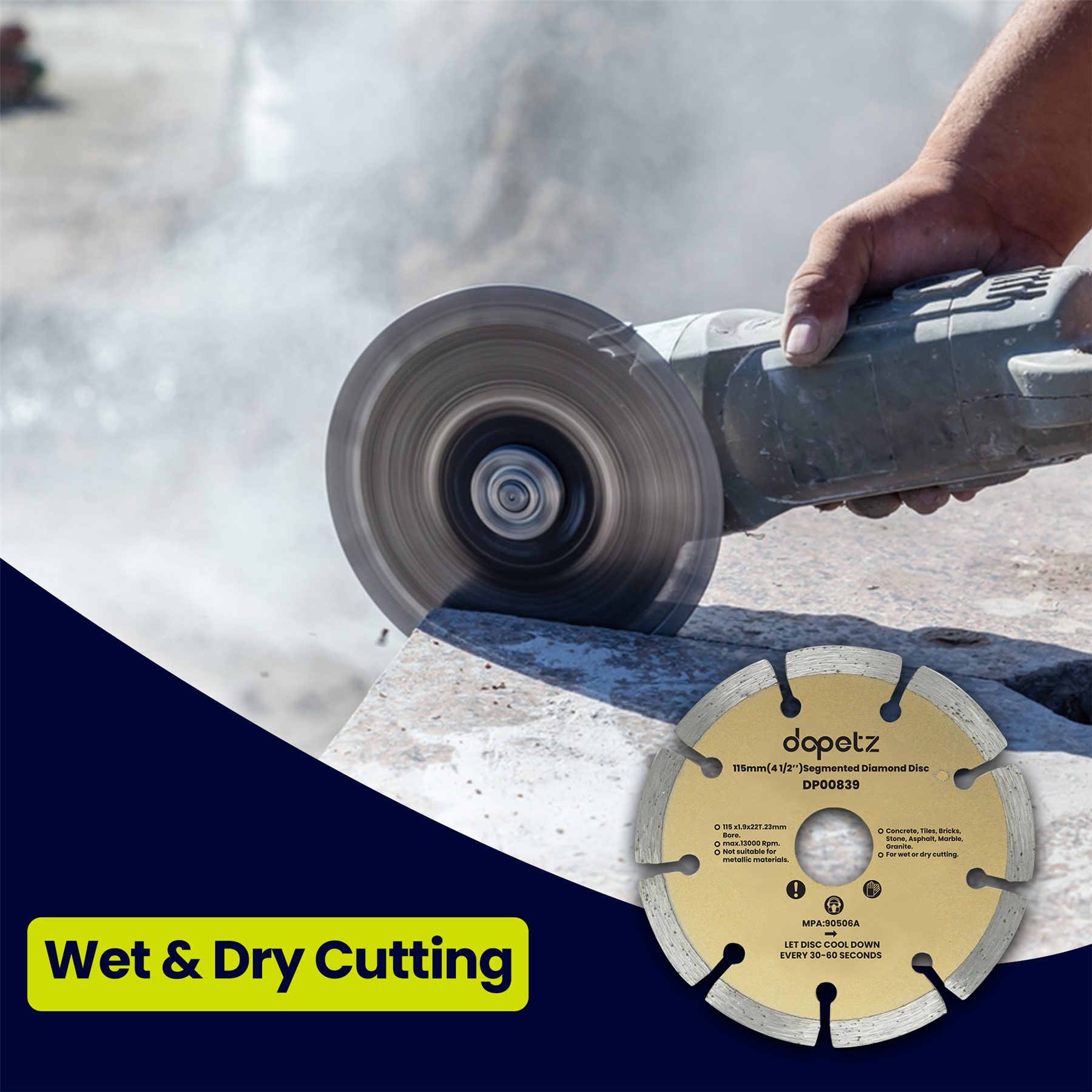 115mm Diamond Cutting Discs 41/2" Angle Grinder Blade, Tile Stone & Concrete