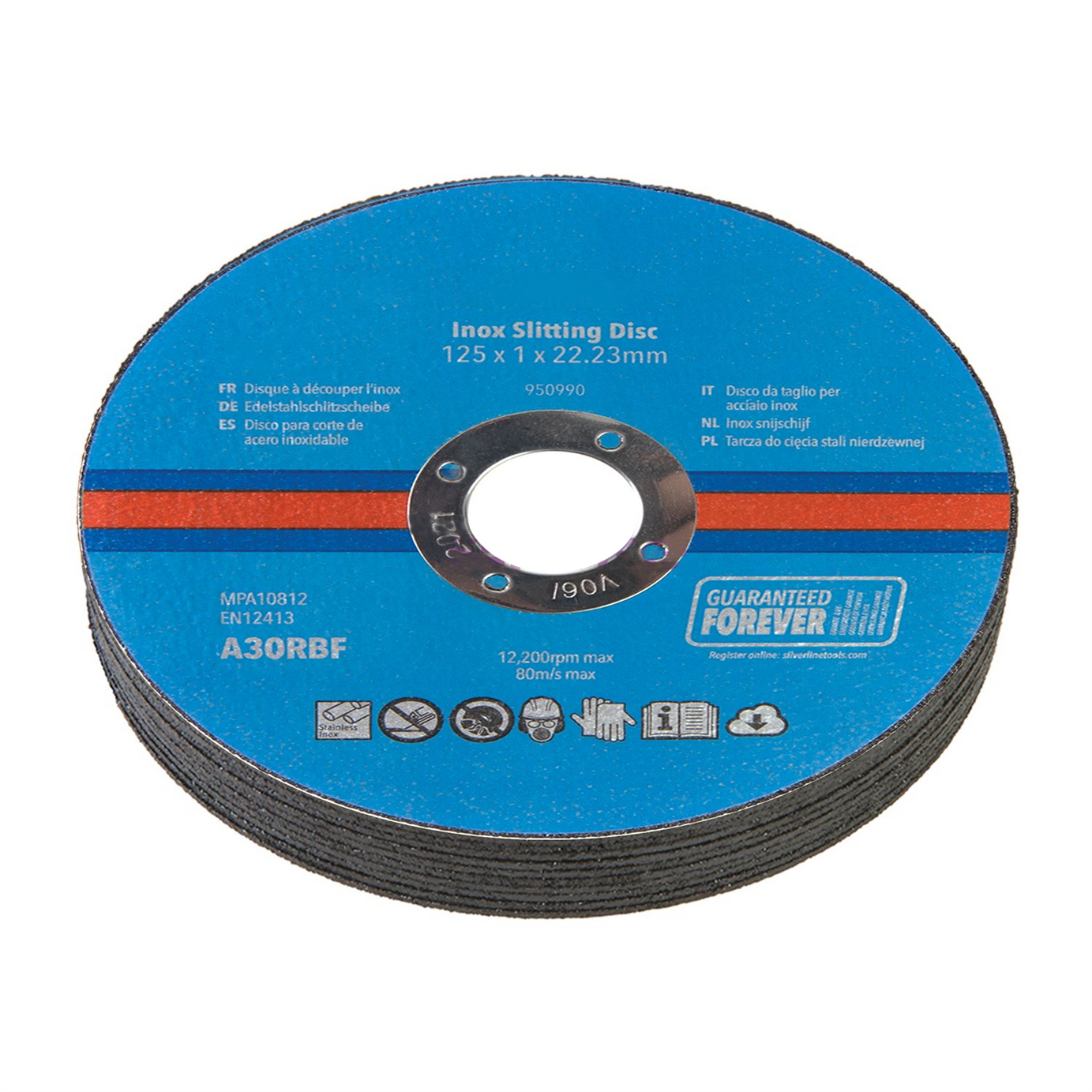 Inox Slitting Discs 10Pk For Cutting Stainless Steel 125 x 1 x 22.23mm