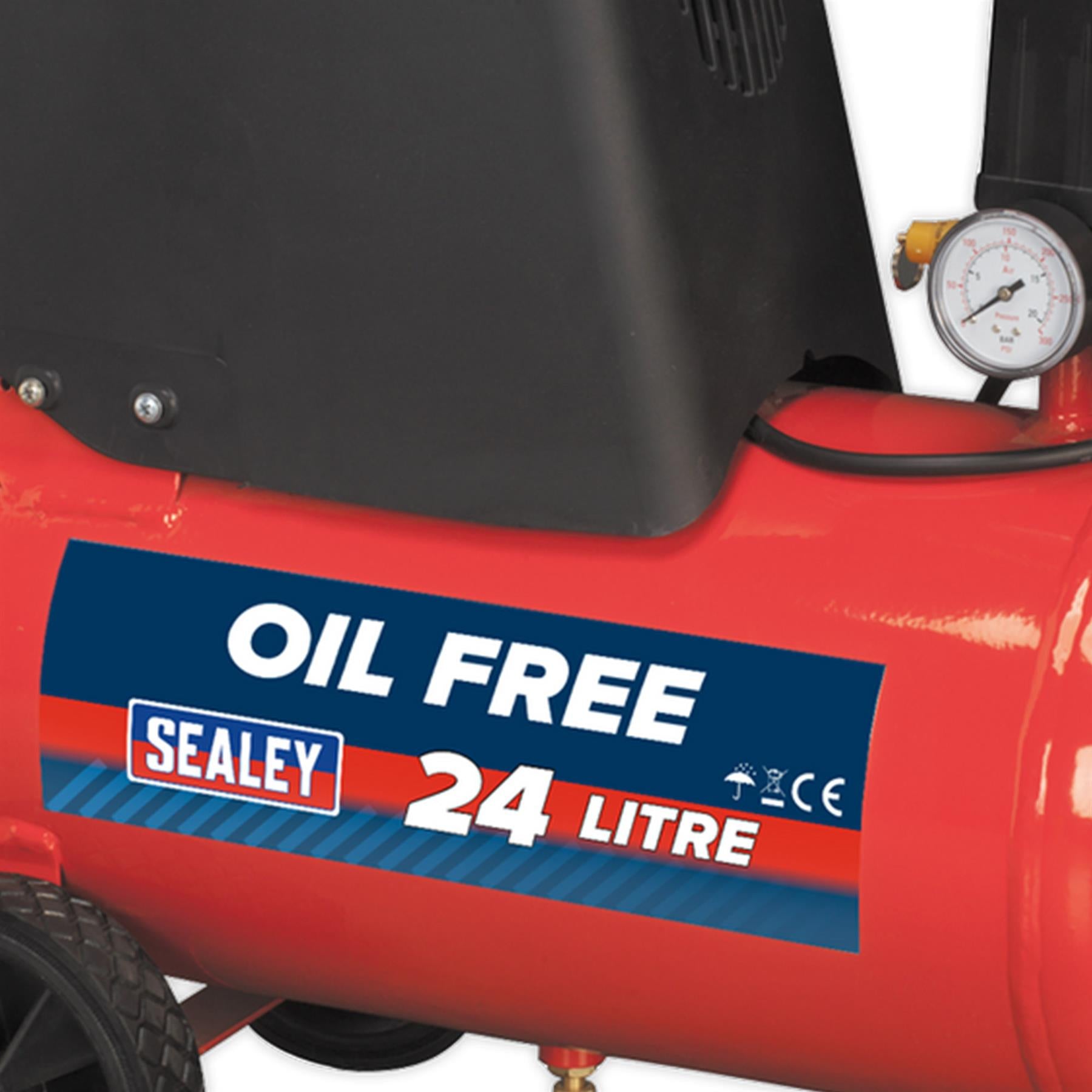 Sealey Air Compressor 24L Belt Drive 1.5hp Oil Free