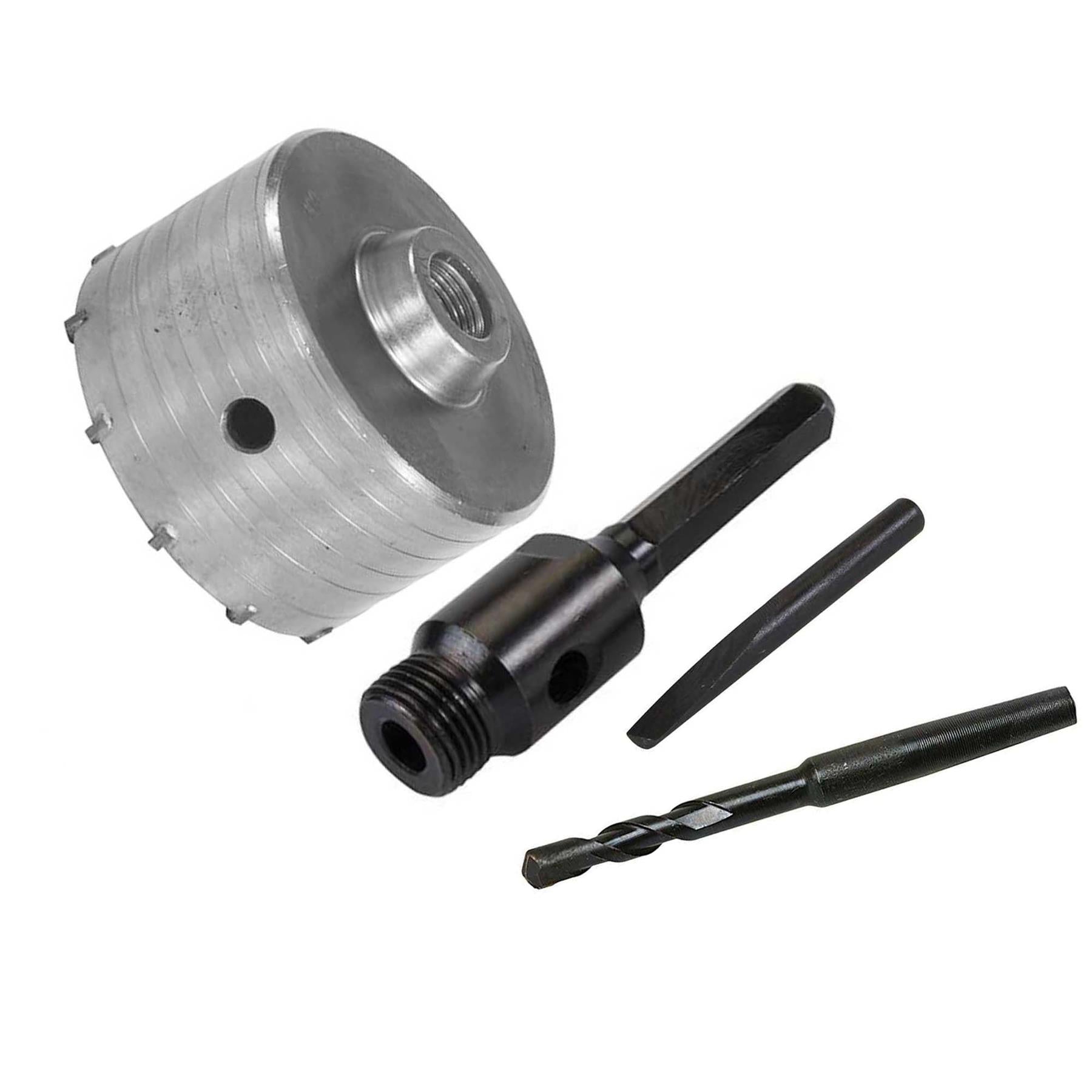 TCT Core Drill Bit 100mm Hole Saw Masonry Stone Brick Hex 100mm Extensions Pilot