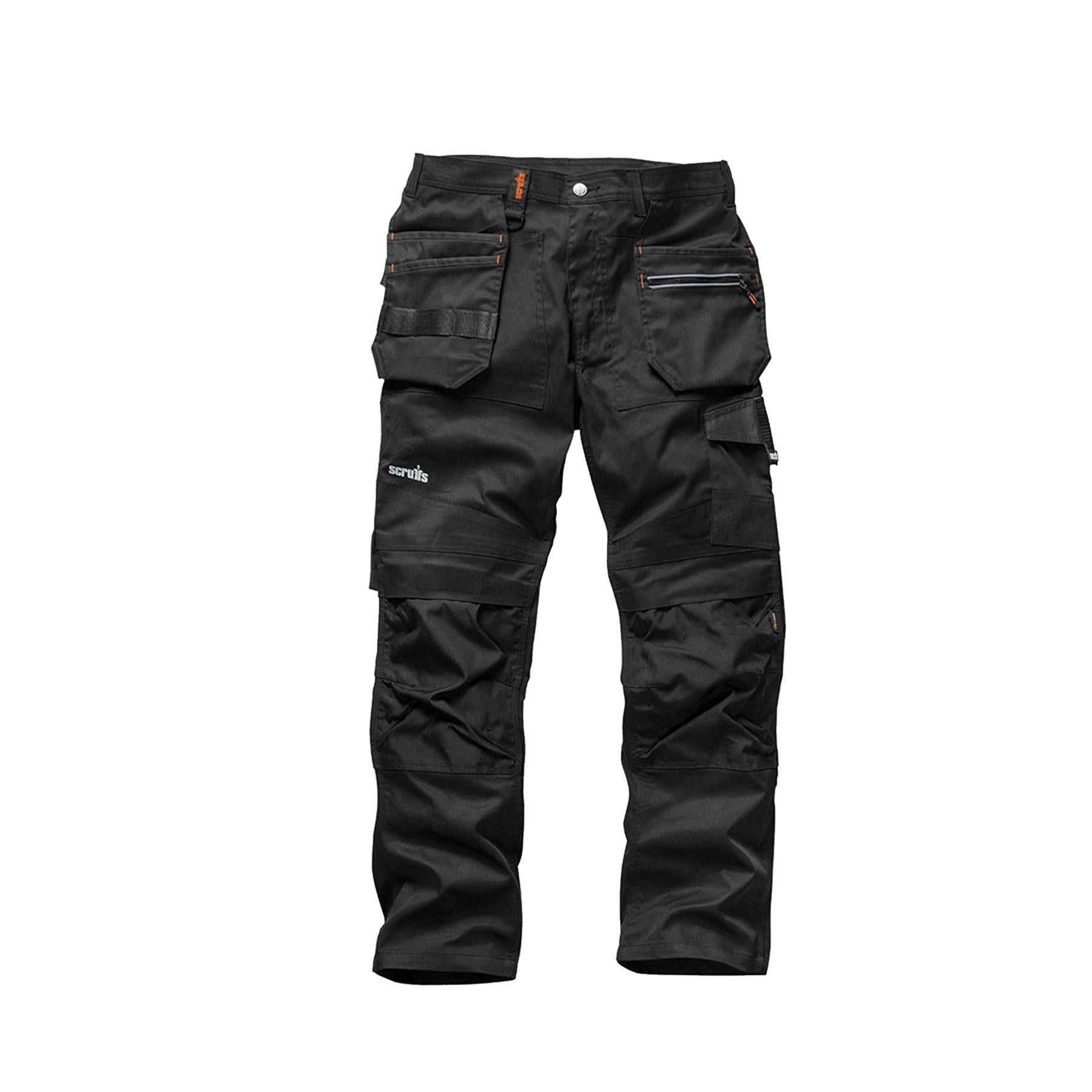Scruffs Pro Trade Flex Plus Slim Fit Work Trousers 40" L Black Men's