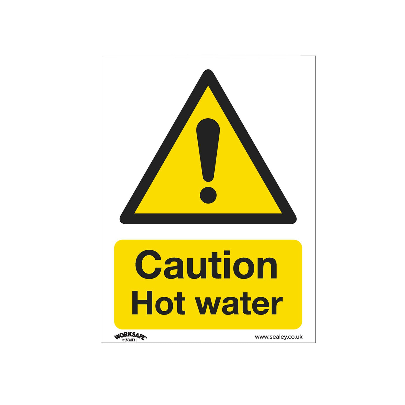 Warning Safety Sign - Caution Hot Water - Rigid Plastic