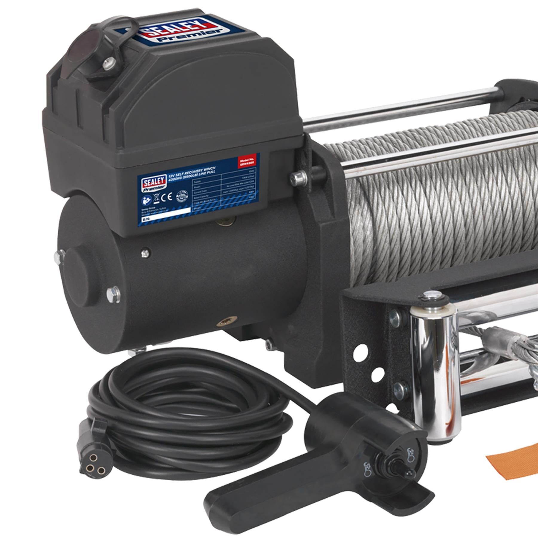 Sealey Self Recovery Winch 4300kg (9500lb) Line Pull 12V