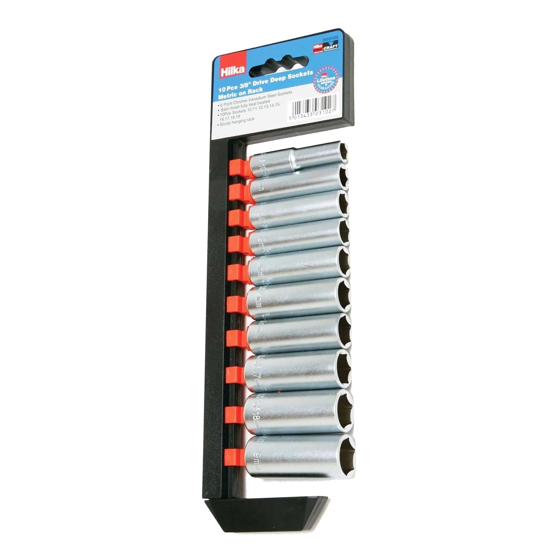 DEEP SOCKET Set 3/8" drive Deep Sockets in Metric 10-19mm Long reach Sockets