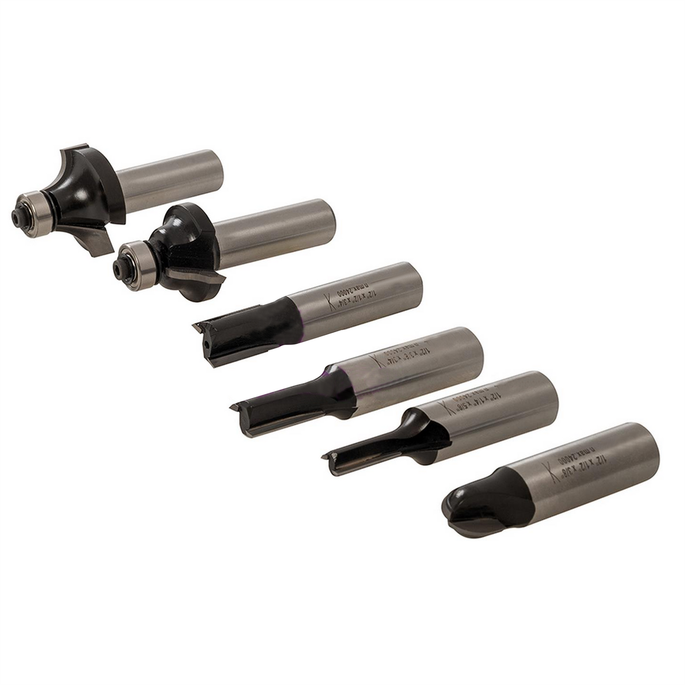 1/2" Router Starter Kit 6Pce Twin Flutes For Clean, Precise Cutting New