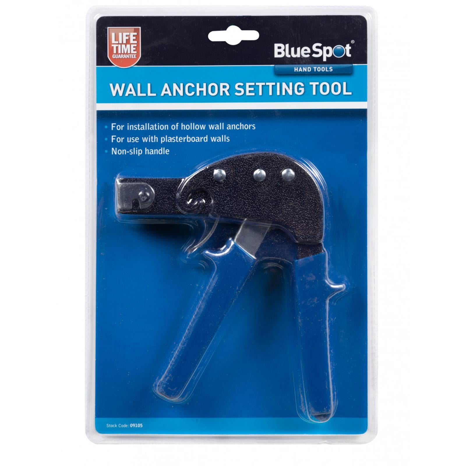 BlueSpot Setting Tool Gun Hollow Cavity Wall Plug Anchor Plasterboard Fixing Non Slip Handle