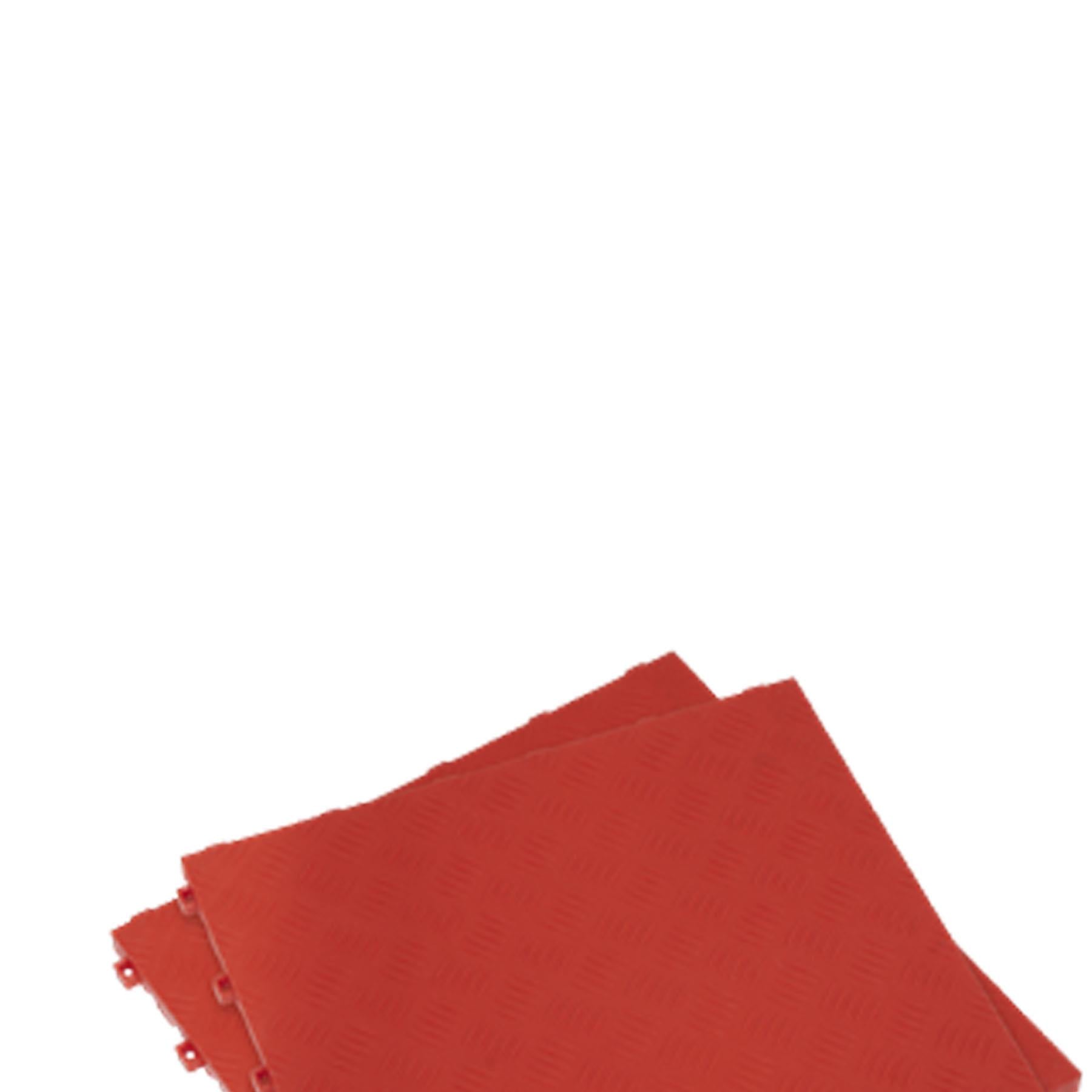 Sealey Polypropylene Floor Tile-Red Treadplate 400x400mm Pack of 9