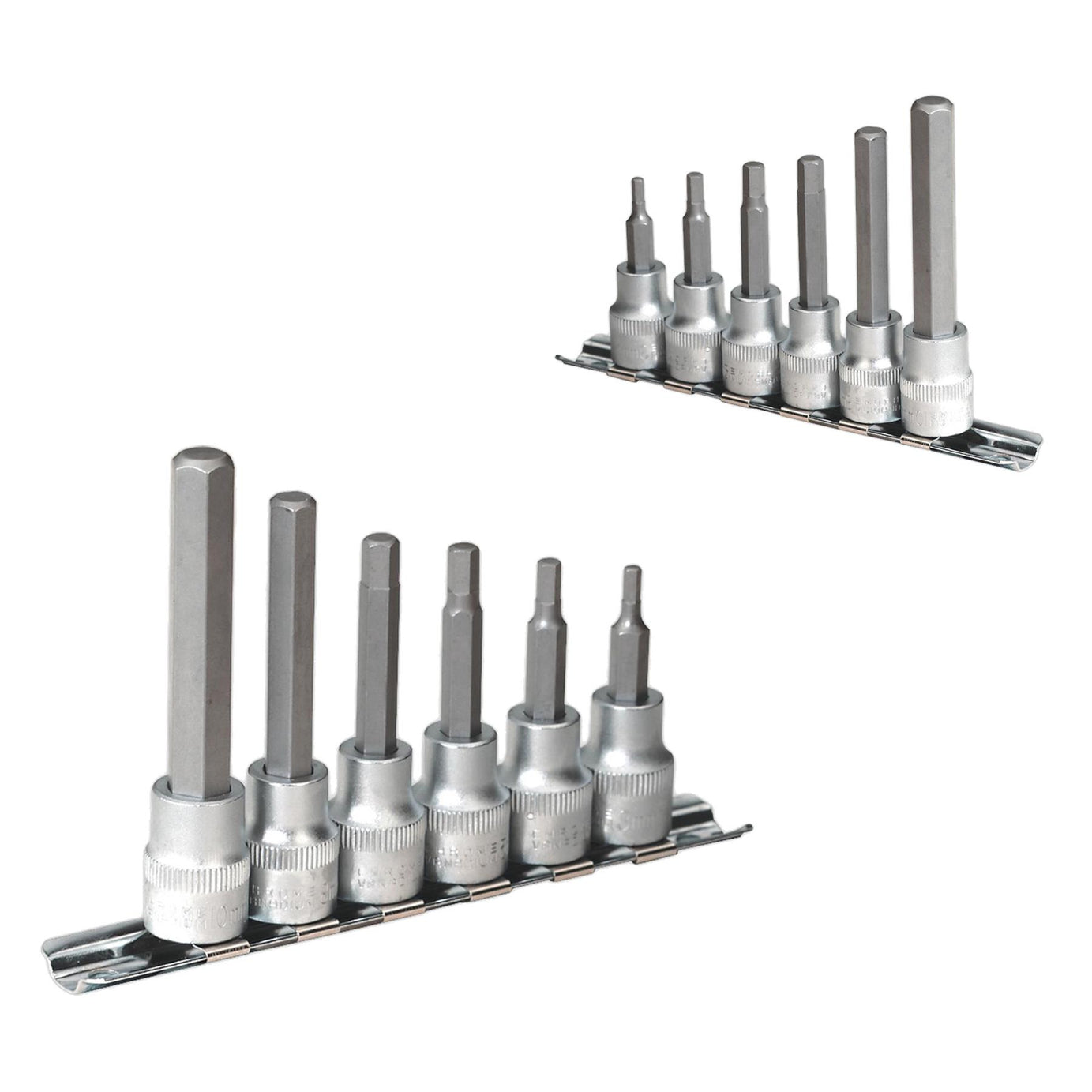 Sealey Hex Socket Bit Set with Rail 6pc 3/8"Sq Drive Metric