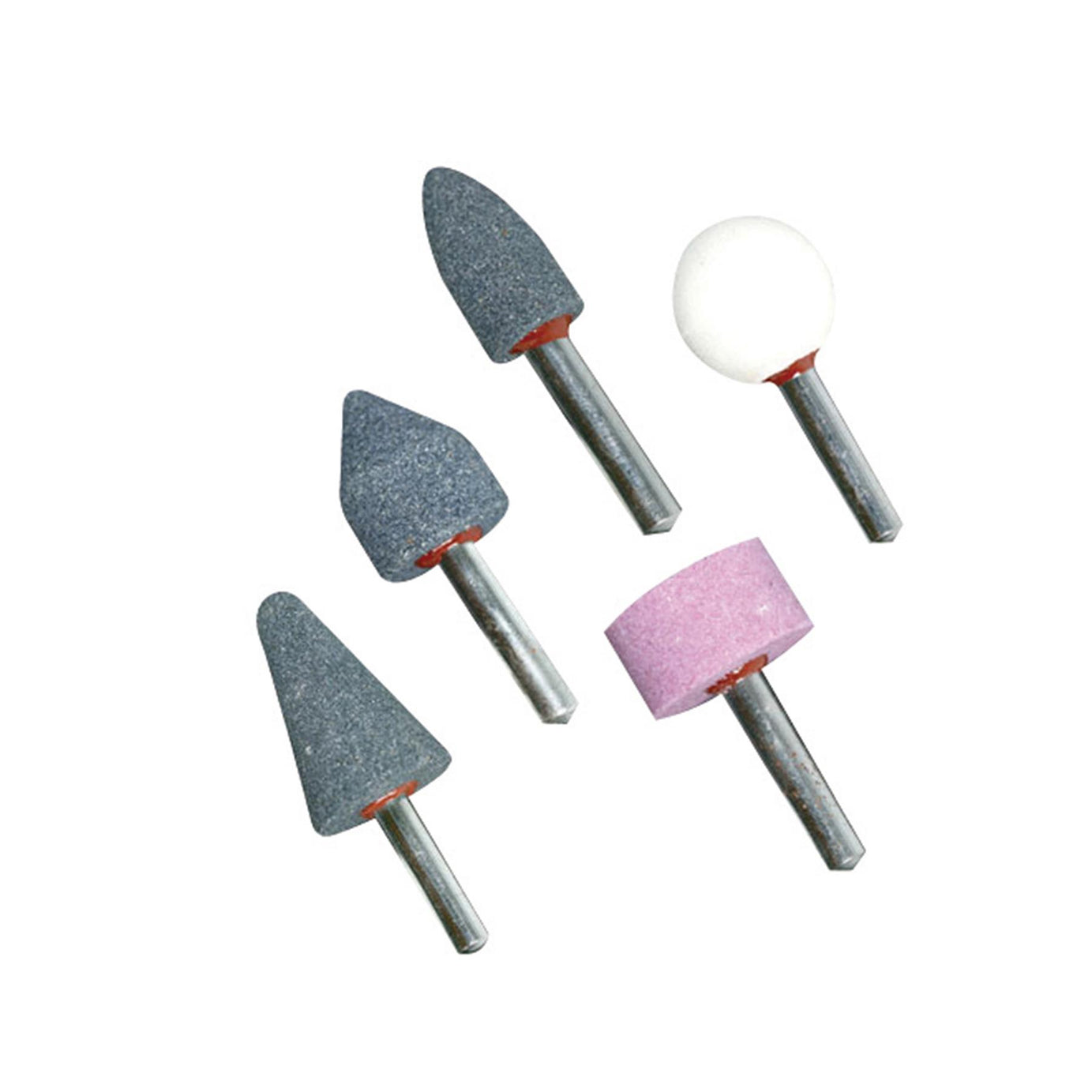Mounted Stone Set 5Pce 1/4" Shank For Grinding Metal And Hard Plastic New