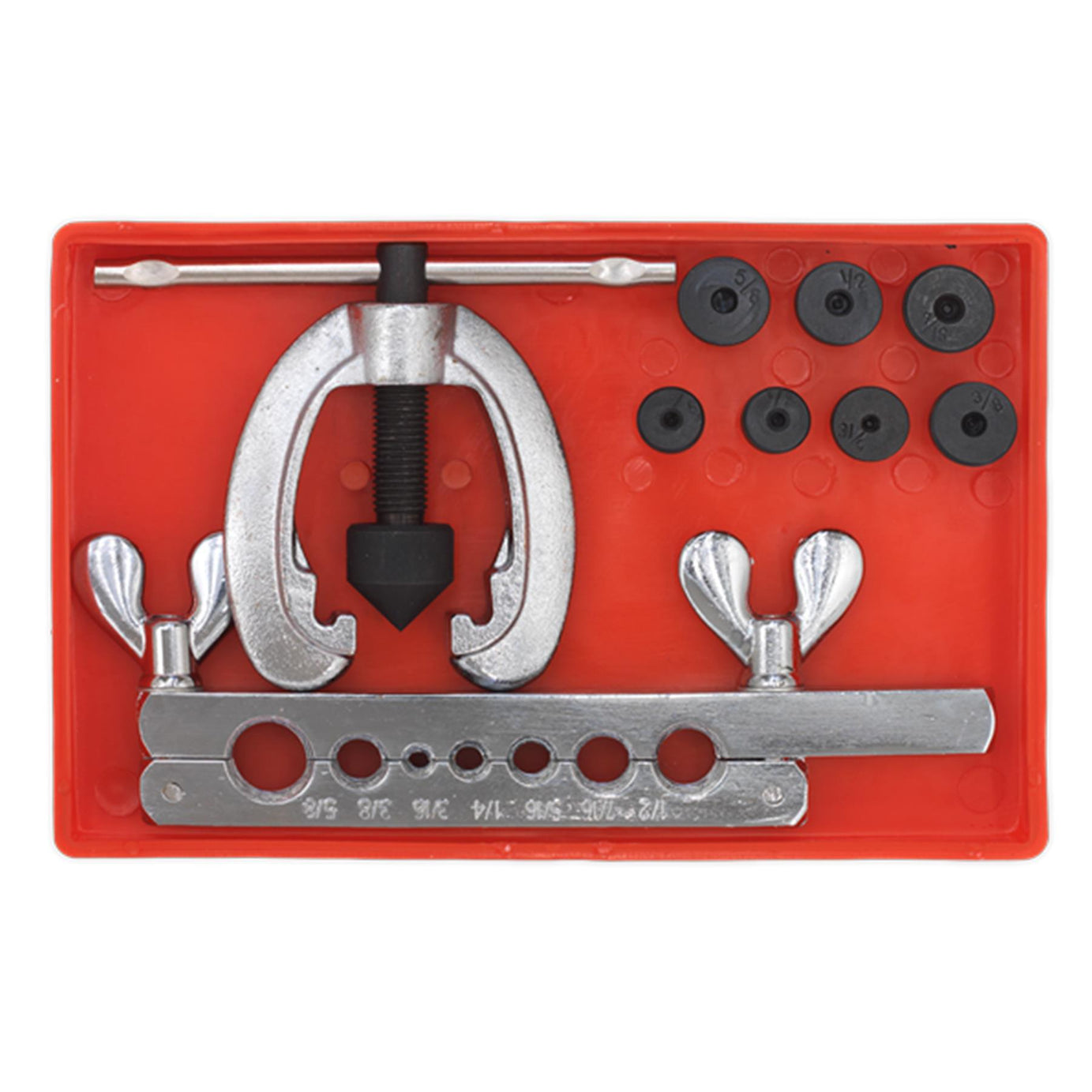 Sealey 9 Piece Brake Pipe Flaring Kit Fuel Repair Tool Set 3/16"-5/8" Dies AK505