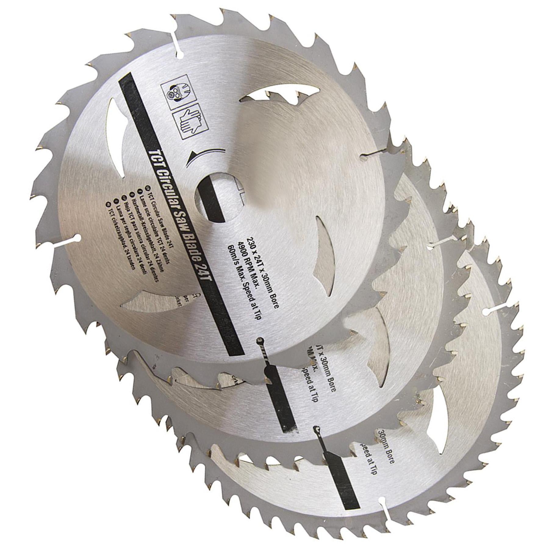 3 Piece TCT Circular Saw Blade Set 230 x 30 - 25, 20, 16mm Rings