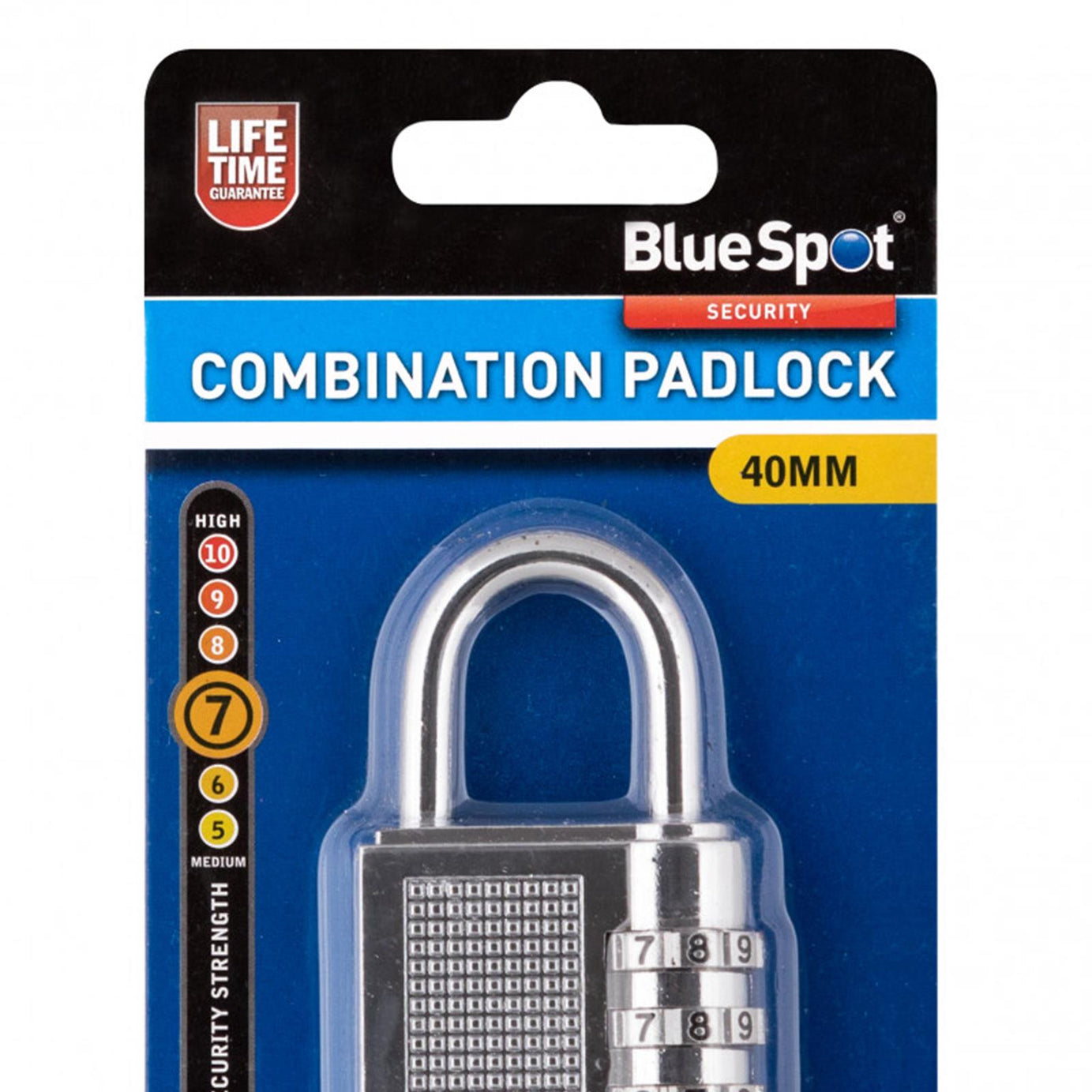 BlueSpot Combination Padlock 40mm Hardened Steel Shackle 4 Digit Lock