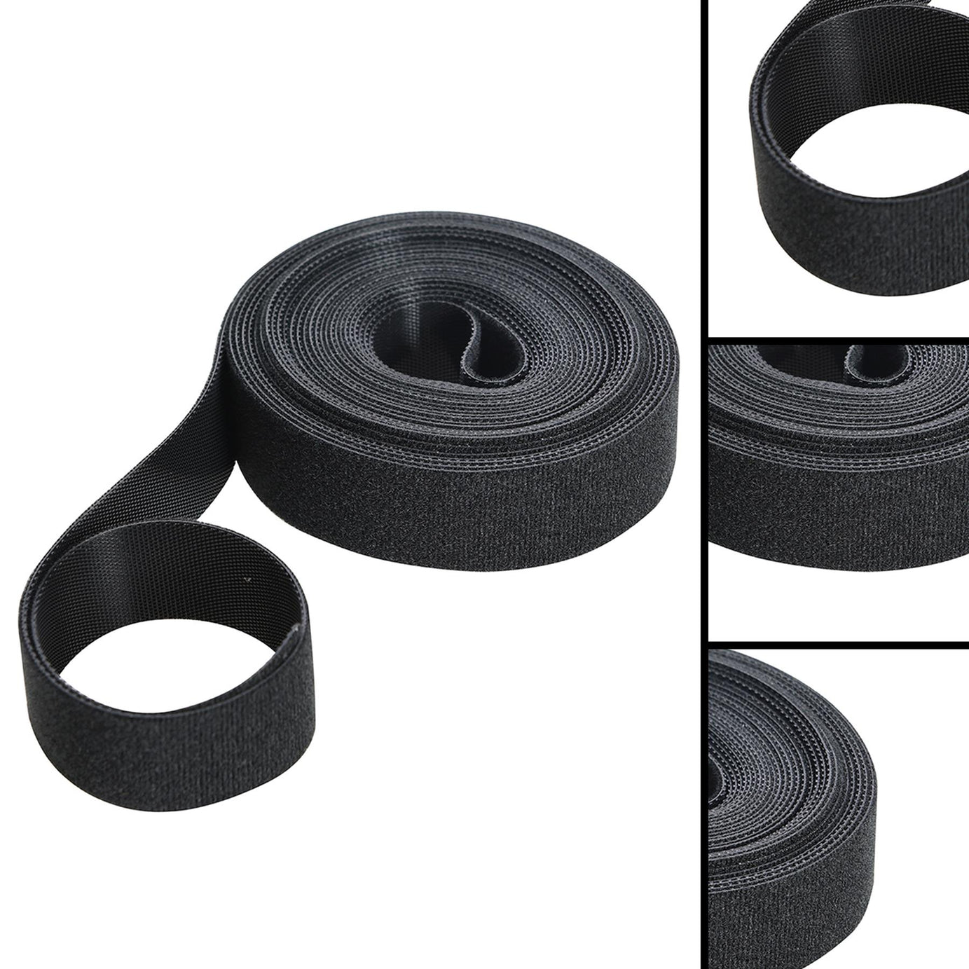 Self-Wrap Hook & Loop Tape Black - 25mm X 5M Double-Sided 100% Nylon Reusable