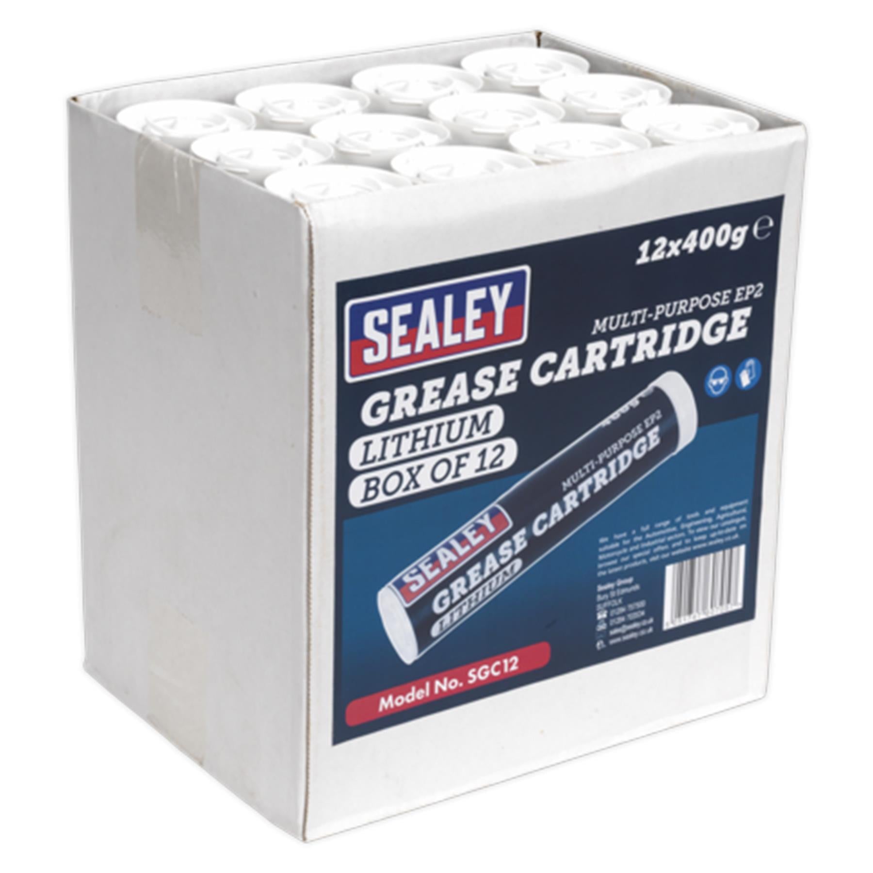 Sealey Grease Cartridge EP2 Lithium 400g Pack of 12