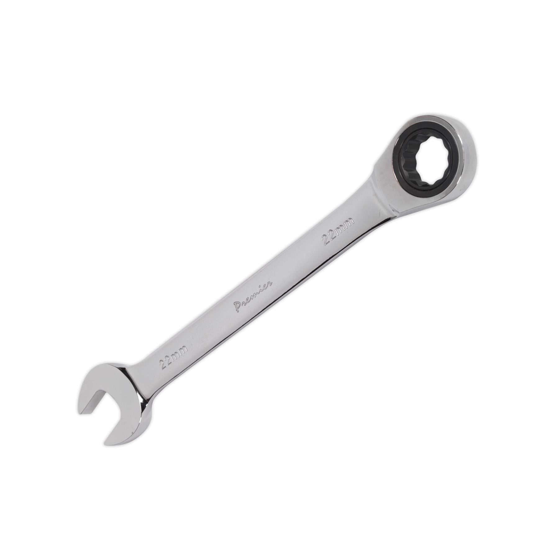 Sealey Ratchet Combination Spanner 22mm Chrome Vanadium Steel