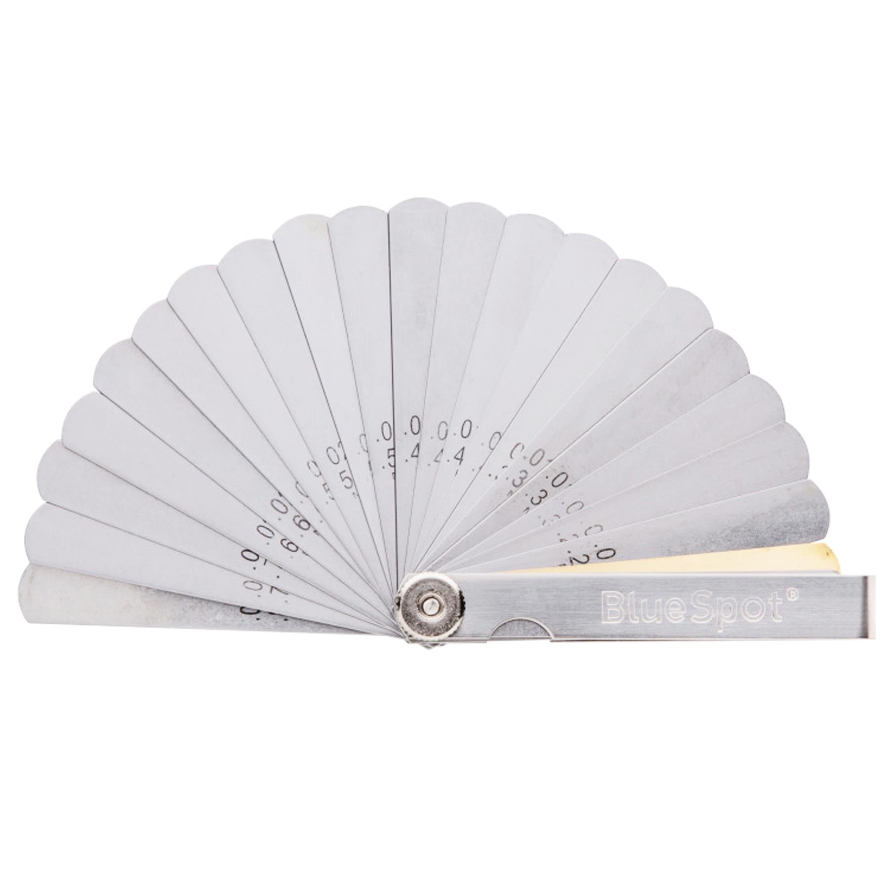 BlueSpot 32 Blade Leaf Feeler Gauge Metric Imperial Includes Brass Blade