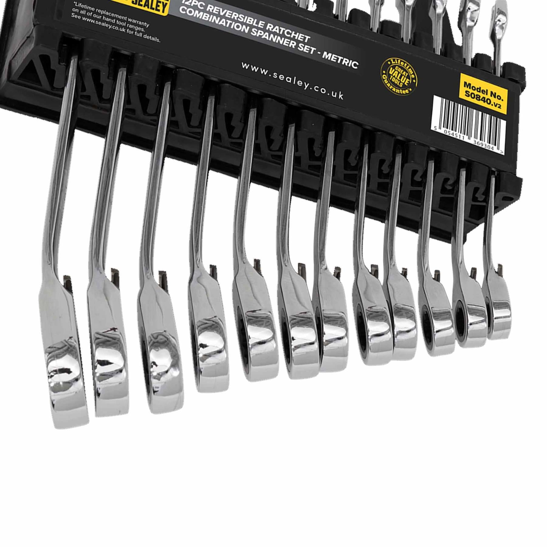 Sealey Reversible Ratchet Combination Spanner Set 12pc Metric