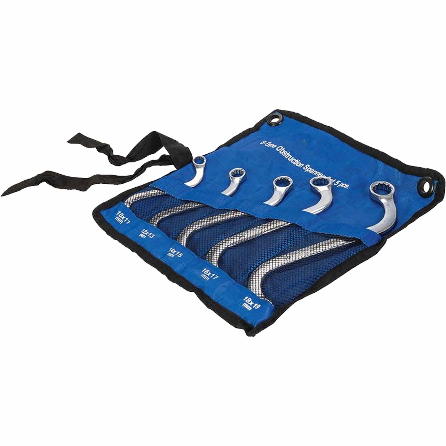 5 Piece Metric S Shaped Obstruction Spanner Wrench Set