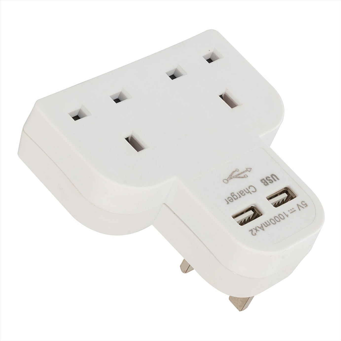 Double Socket With Twin USB 2100mAh Combined Phone & Tablets Charger