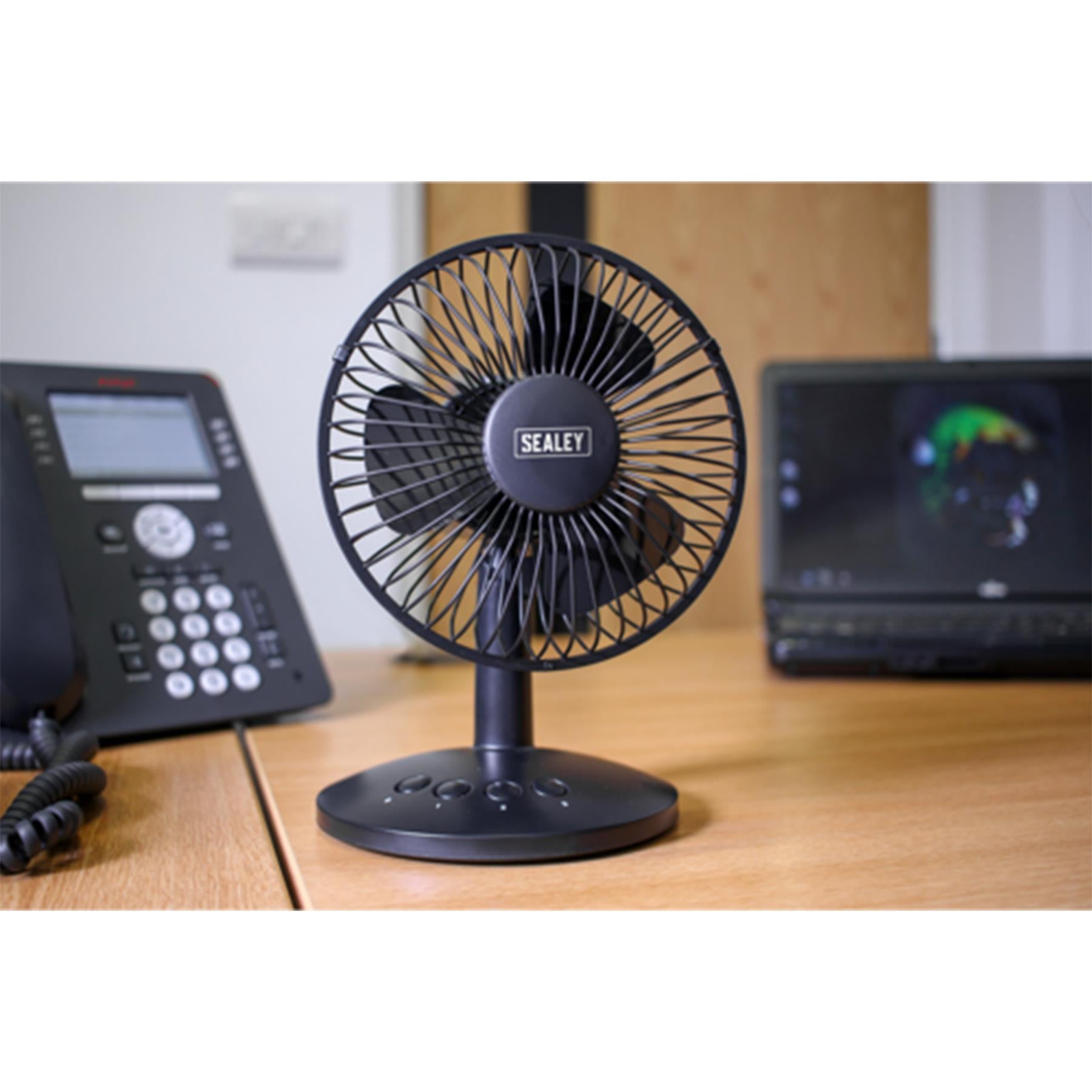Sealey Oscillating USB Desk Fan 3-Speed 6"