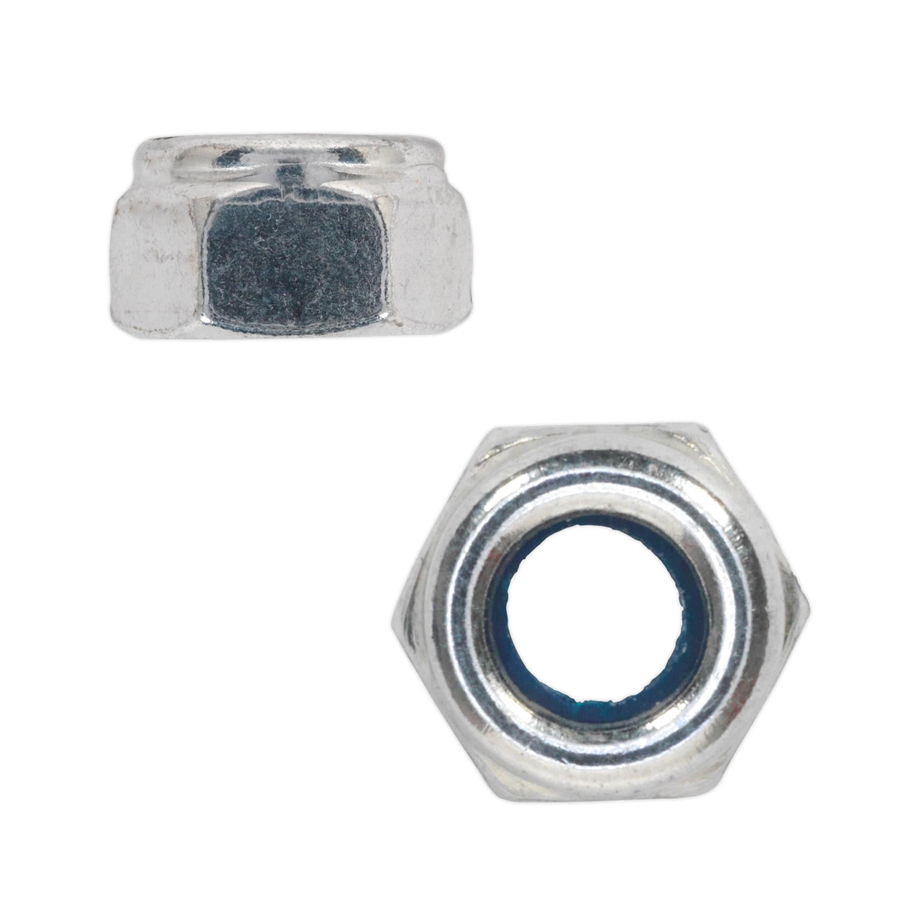 Sealey Nylon Locknut M5 Zinc Plated Nylon Pack of 100