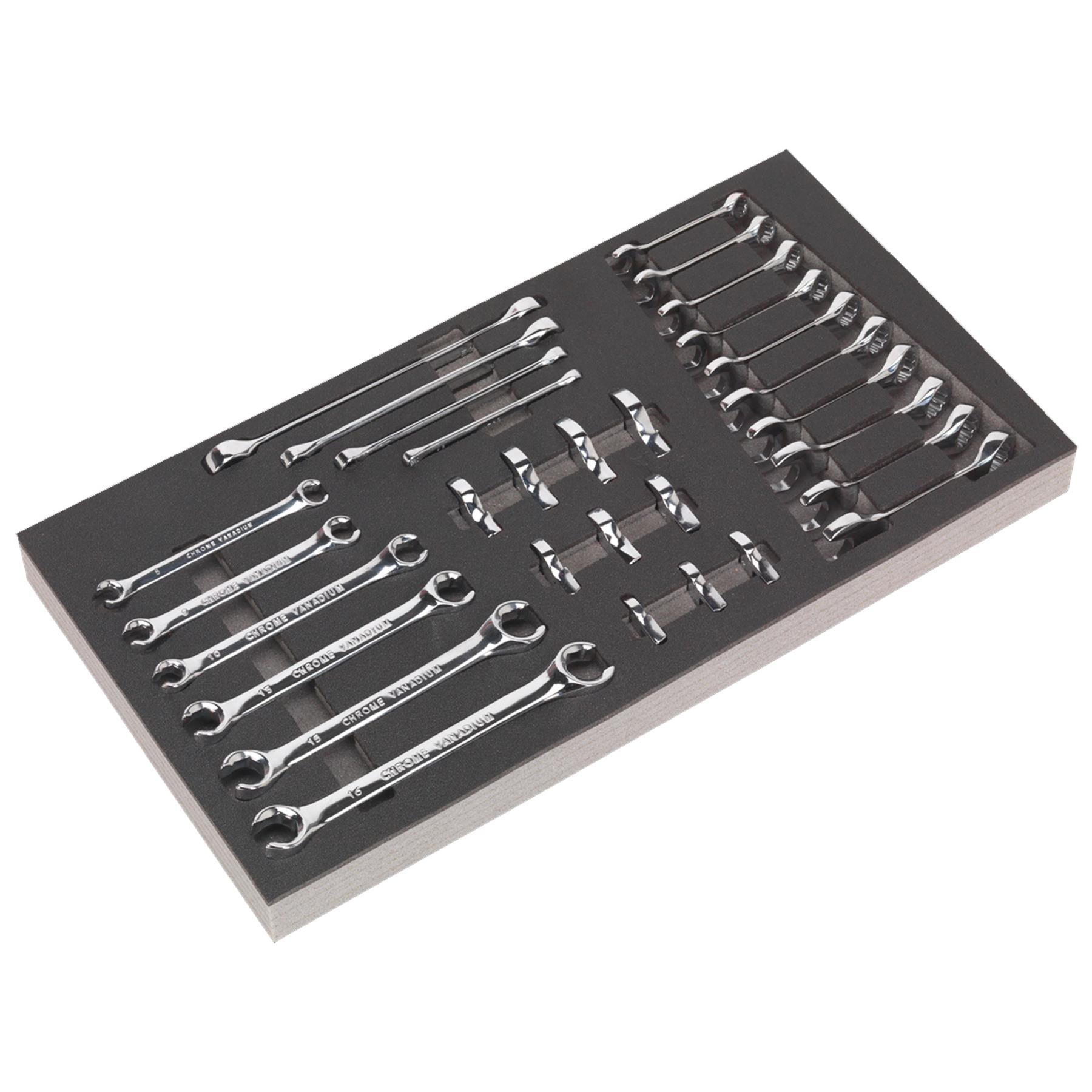 Sealey Tool Tray with Specialised Spanner Set 30pc - Metric
