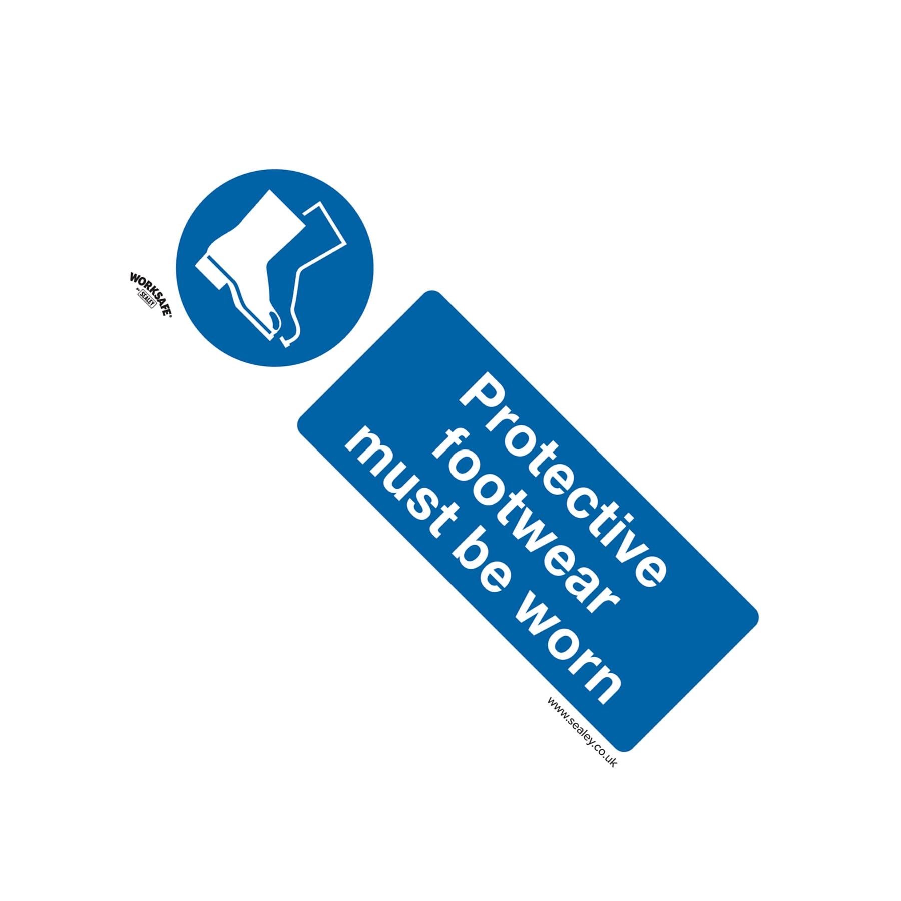 Sealey Safety Sign-Protective Footwear Must Be Worn-Self-Adhes-Pk10