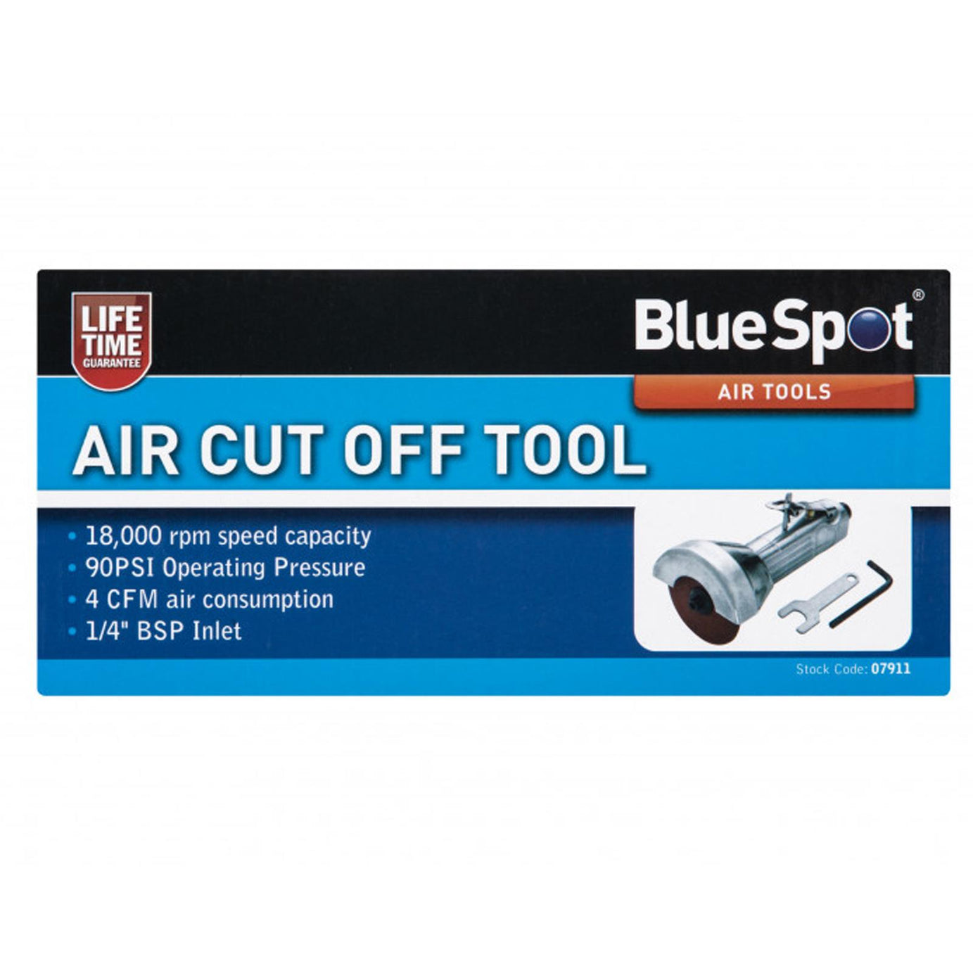 BlueSpot Air Cut Off Tool 90Psi 1/4" BSP Inlet Sheets Exhausts Straight Cutting 3" Disc