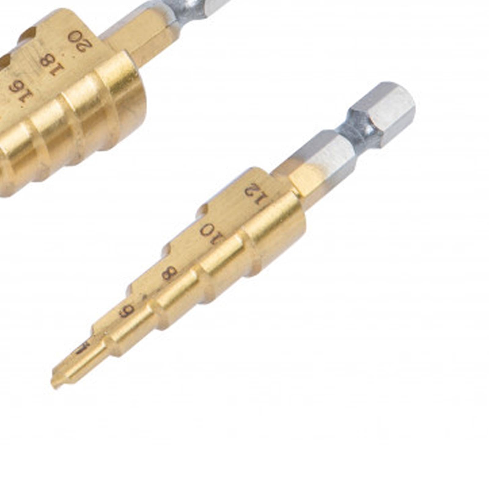 BlueSpot 3Pce HSS Hex Shank Tap Drill Bits Metric Thread (4-32mm) Screw Compound Set