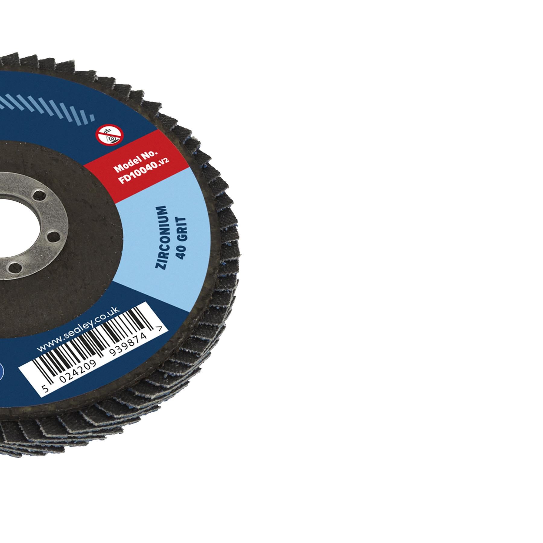 Sealey Flap Disc Zirconium �100mm 16mm Bore 40Grit