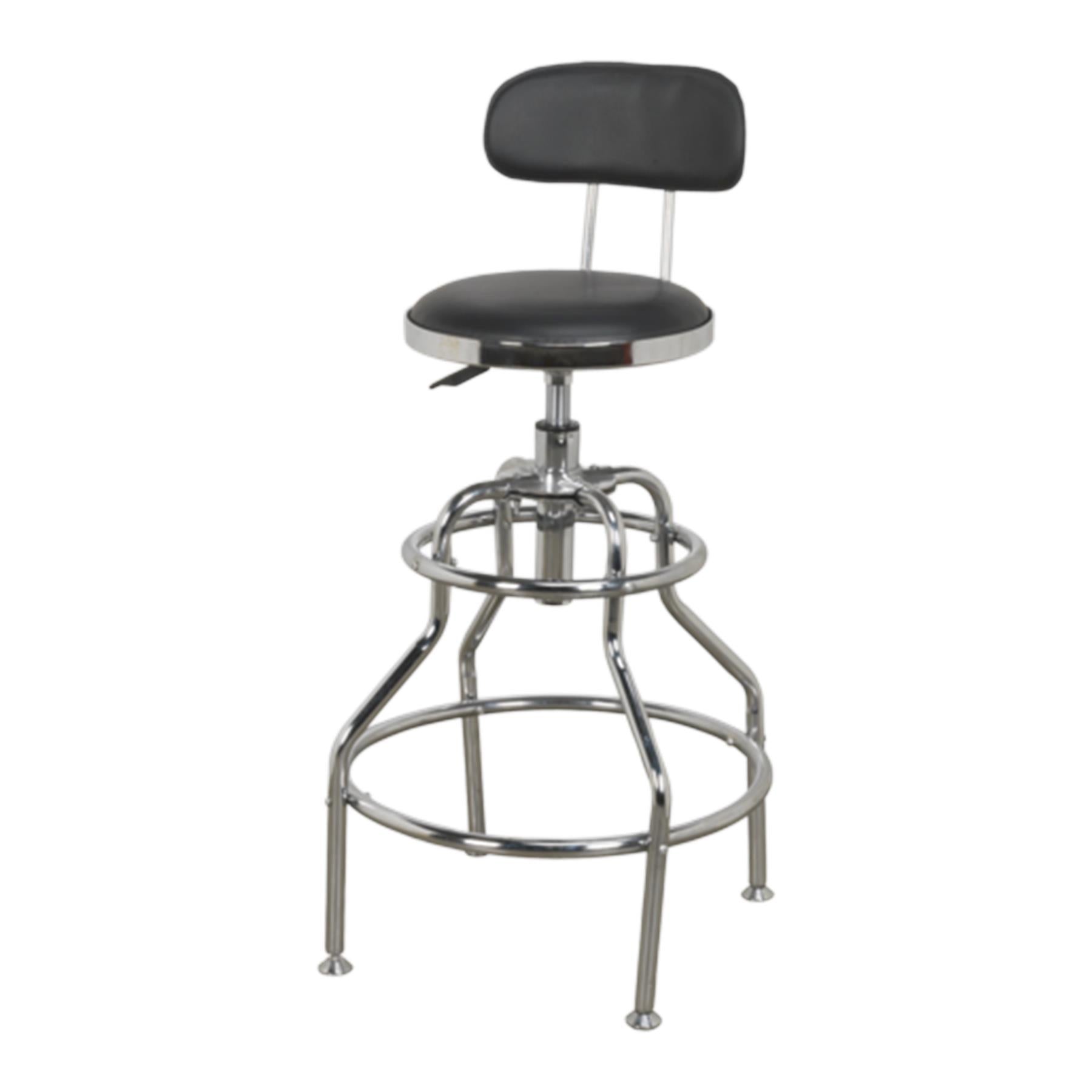 Sealey Workshop Stool Pneumatic Adj Height Swivel Seat & Back Rest