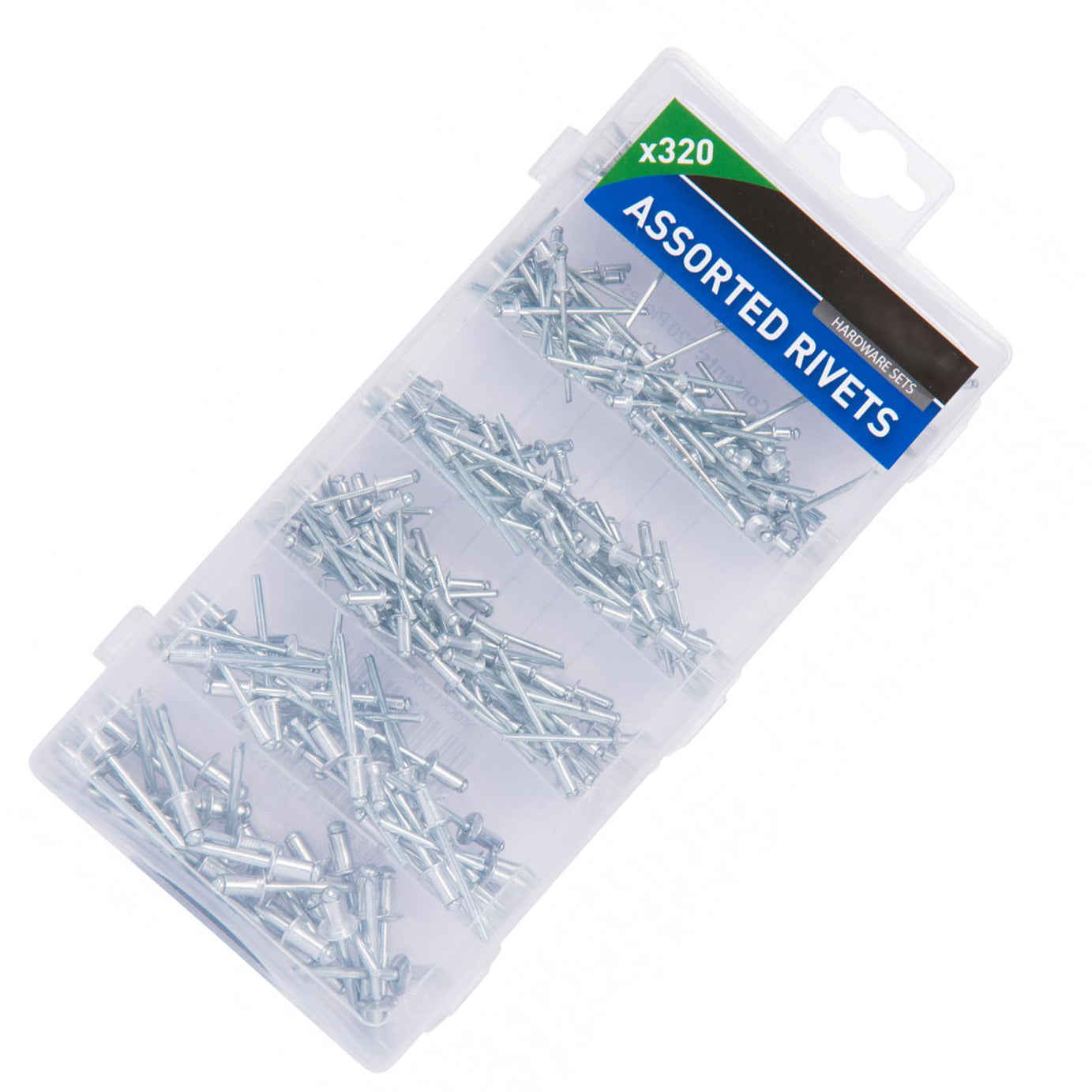 Bluespot 320Pc Assorted Blind Rivet Set Pop Rivets 2.4mm 3.2mm 4mm & 4.8mm Fix Clamp