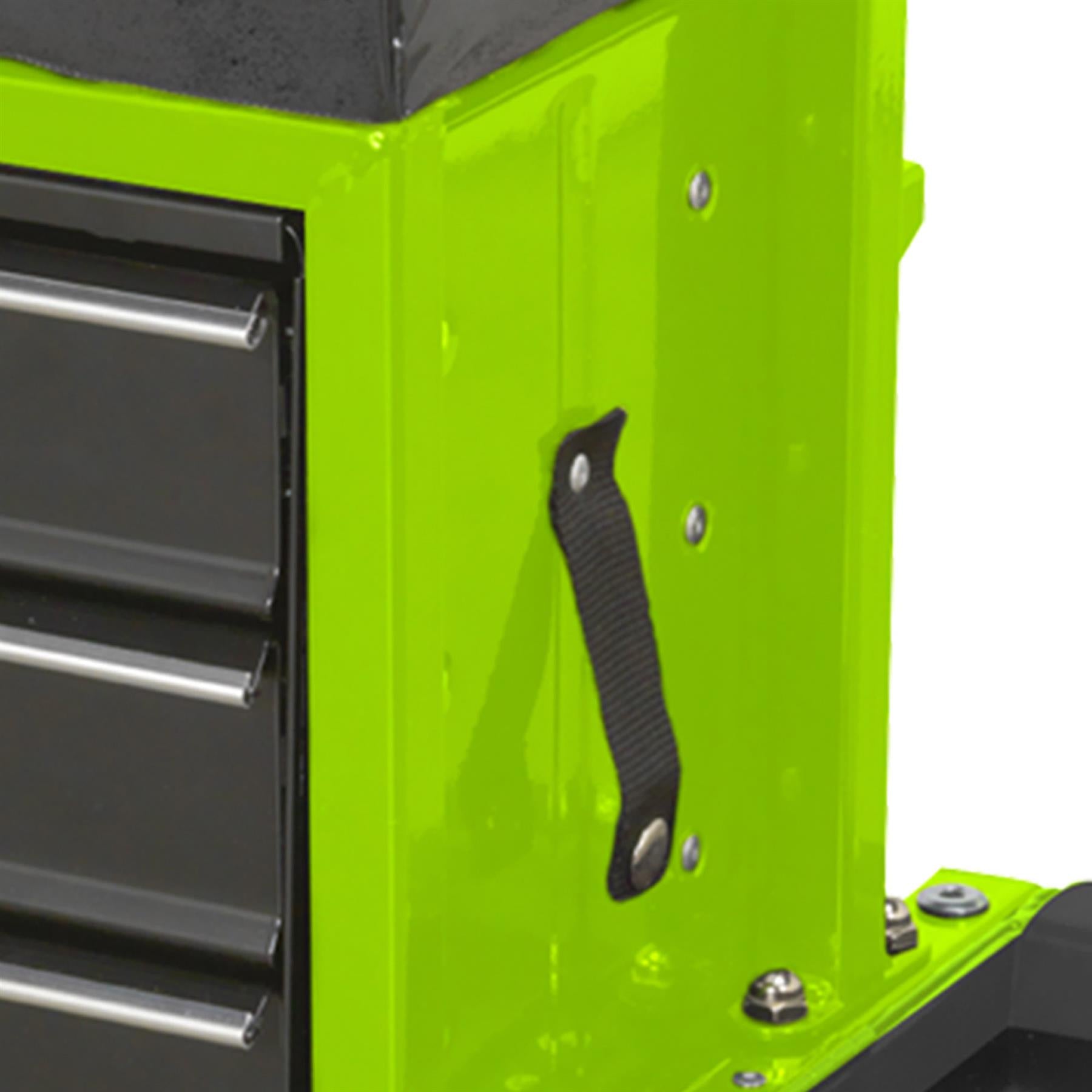 Sealey Mechanic's Utility Seat & Toolbox - Hi-Vis Green